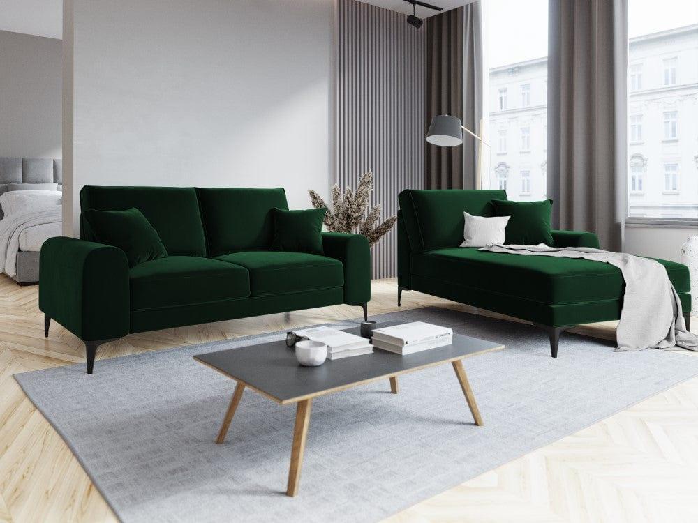 Sofa aksamitna 2-osobowa MADARA butelkowa zieleń z czarną podstawą Mazzini Sofas    Eye on Design