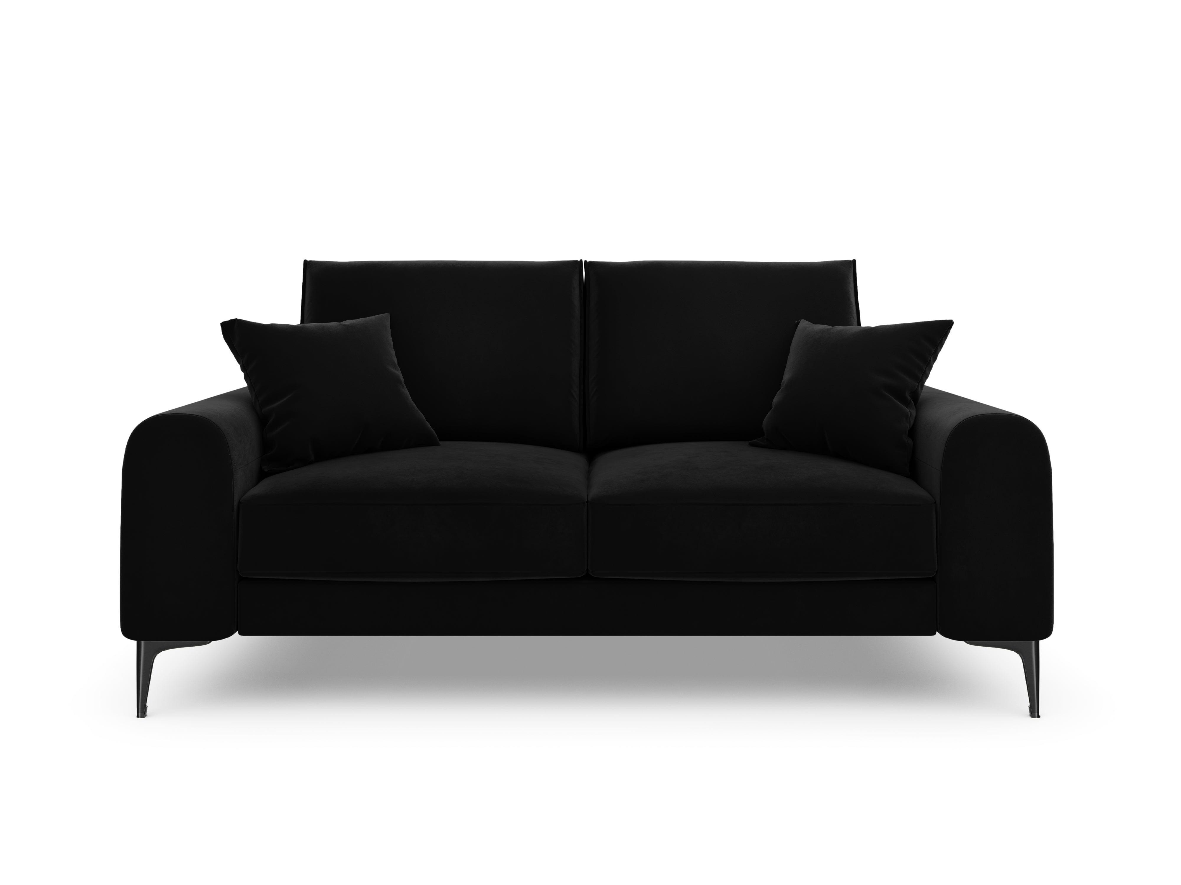 Sofa aksamitna 2-osobowa MADARA czarny z czarną podstawą Mazzini Sofas    Eye on Design