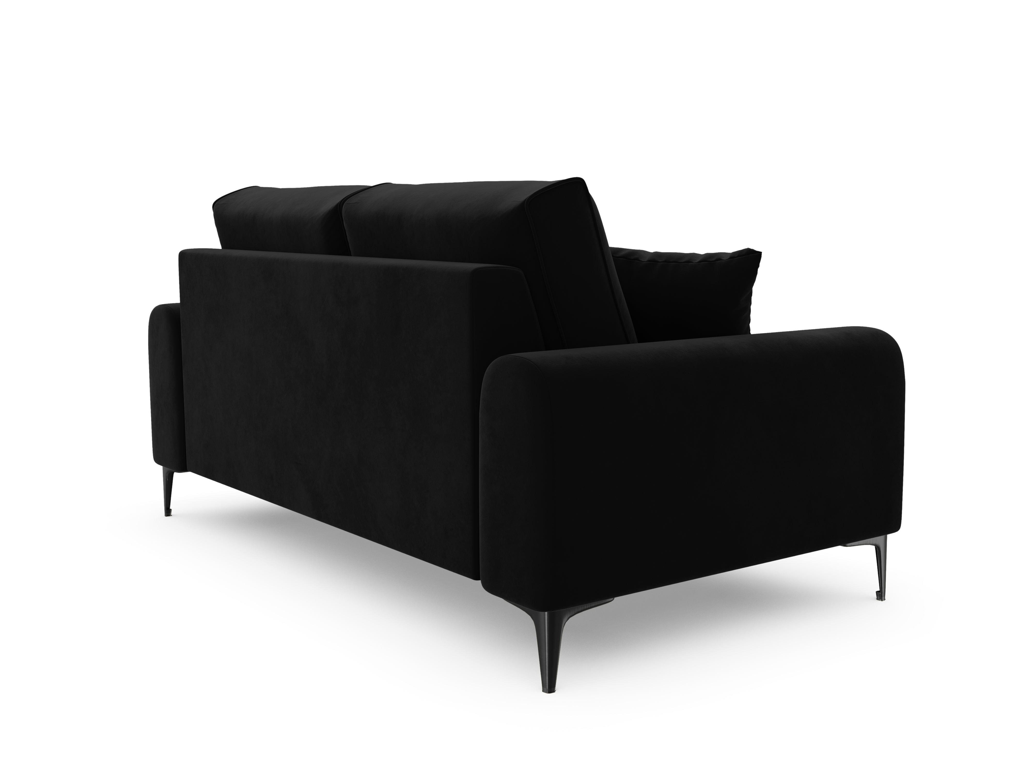 Sofa aksamitna 2-osobowa MADARA czarny z czarną podstawą Mazzini Sofas    Eye on Design