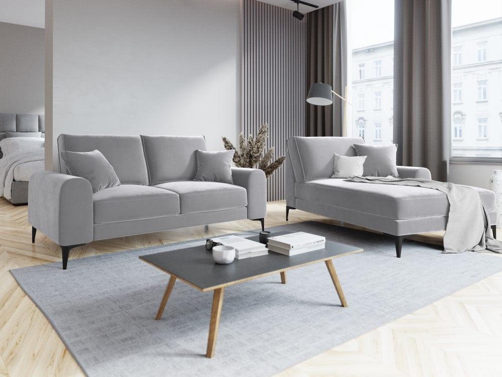 Sofa aksamitna 2-osobowa MADARA srebrny z czarną podstawą Mazzini Sofas    Eye on Design