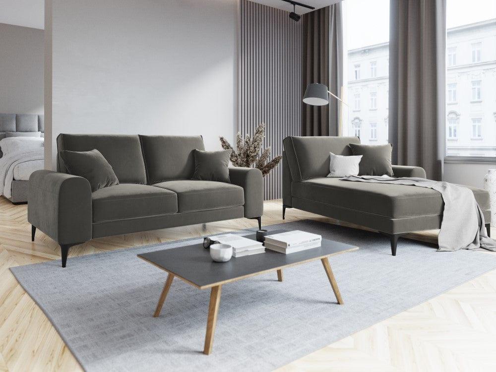 Sofa aksamitna 2-osobowa MADARA szary z czarną podstawą Mazzini Sofas    Eye on Design