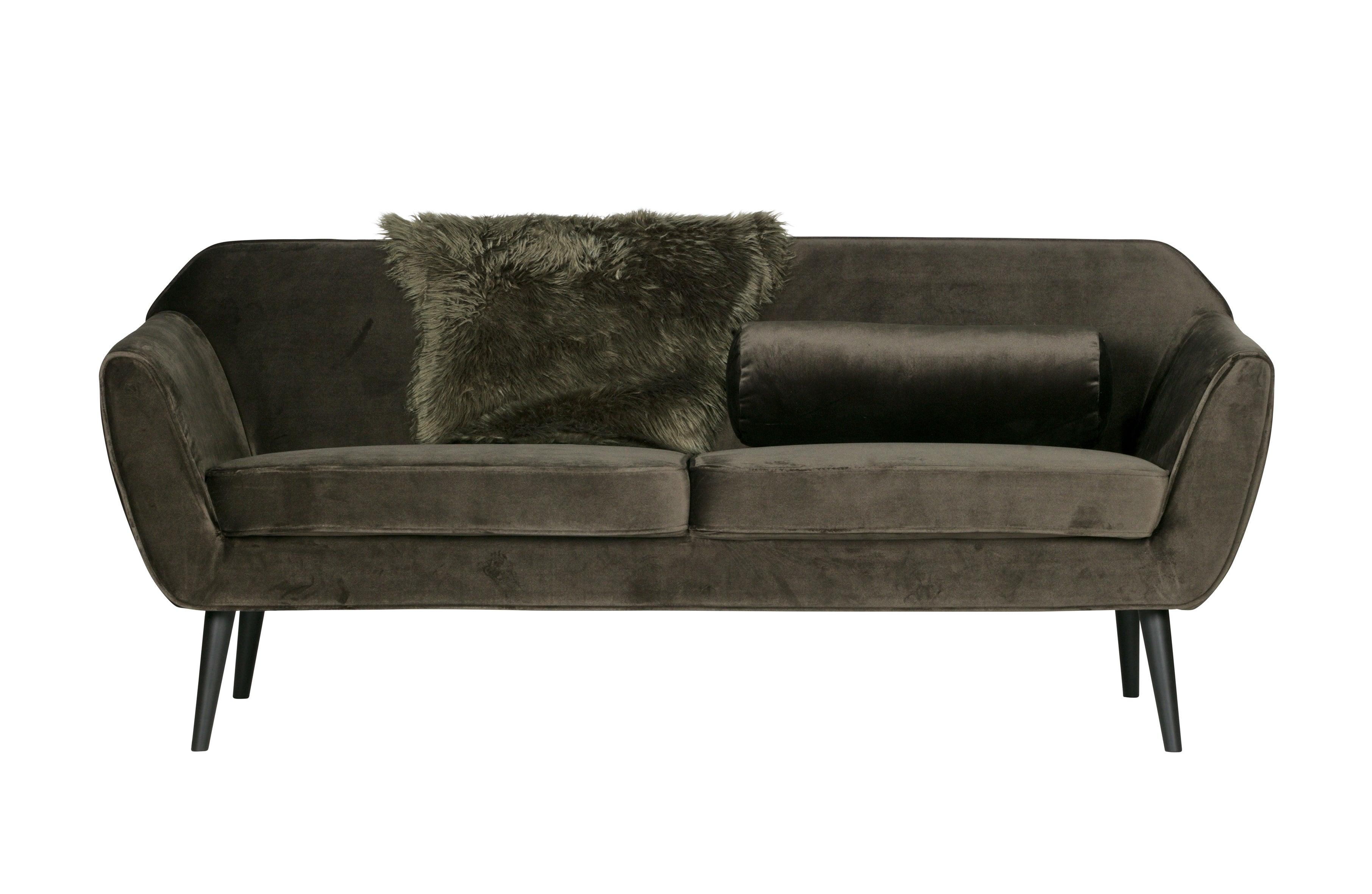 Sofa aksamitna 2,5-osobowa ROCCO oliwkowy Woood    Eye on Design