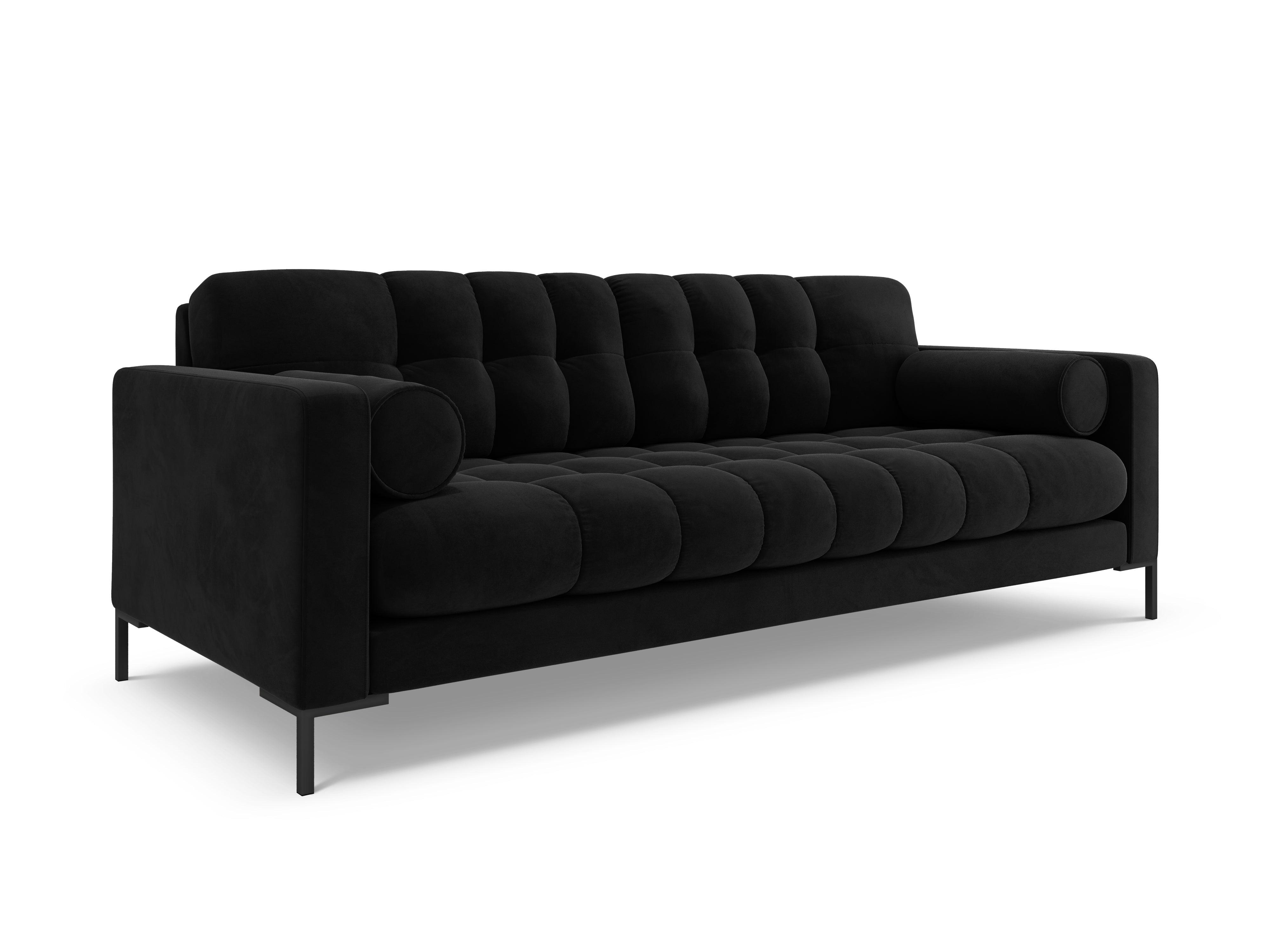 Sofa aksamitna 3-osobowa BALI czarny z czarną podstawą Cosmopolitan Design    Eye on Design