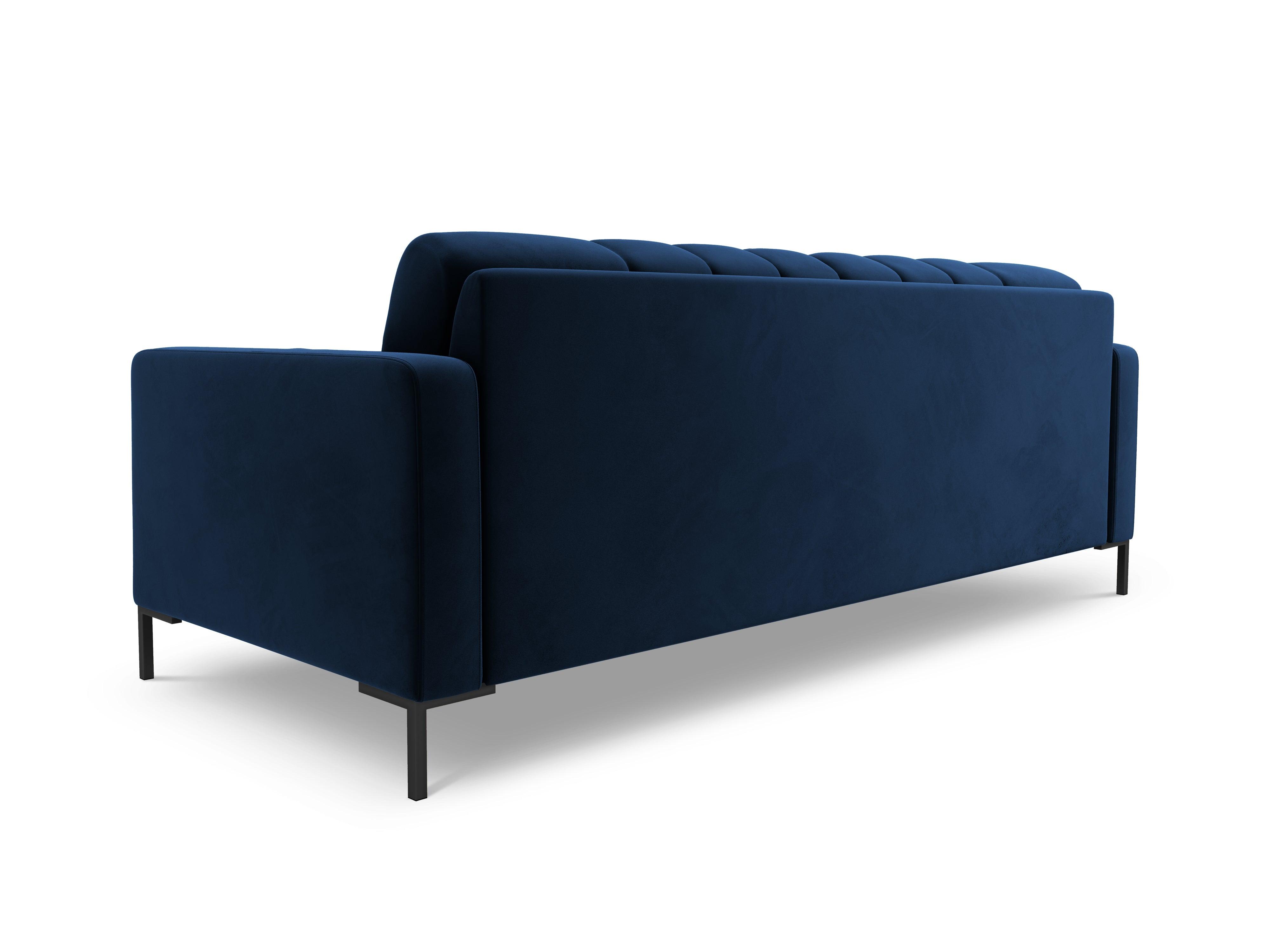 Sofa aksamitna 3-osobowa BALI granat królewski z czarną podstawą Cosmopolitan Design    Eye on Design