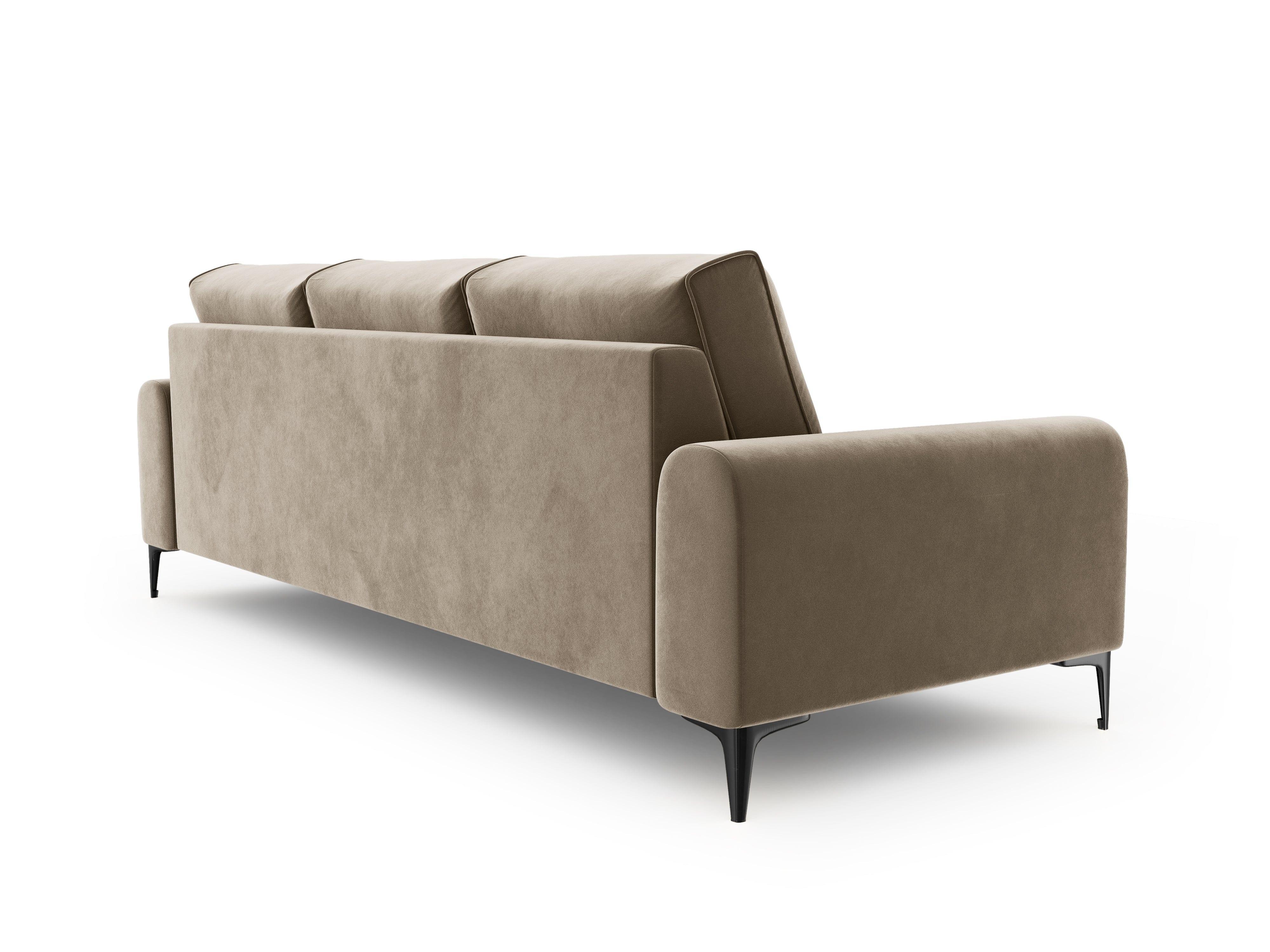 Sofa aksamitna 3-osobowa MADARA cappuccino z czarną podstawą Mazzini Sofas    Eye on Design