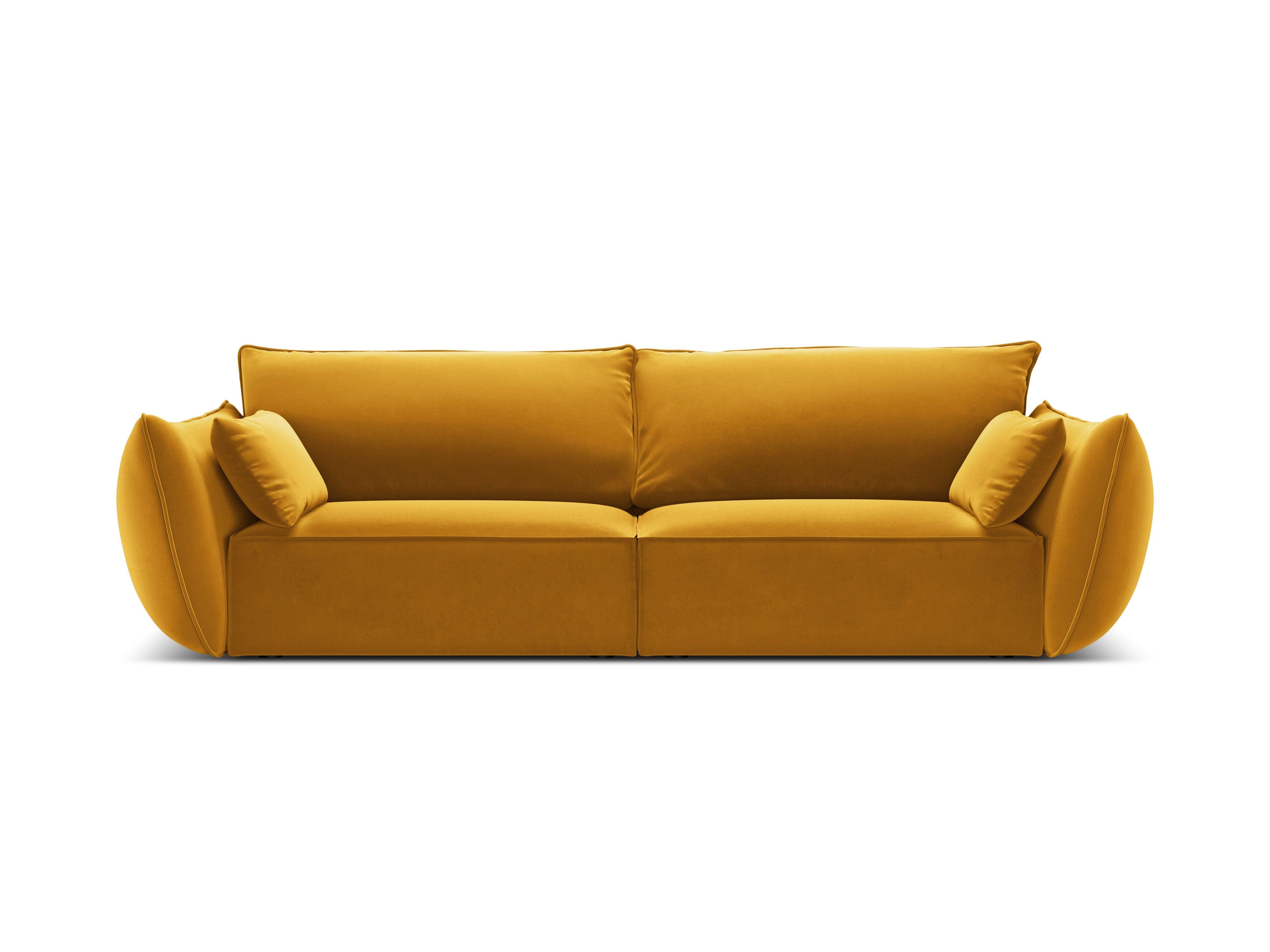 Sofa aksamitna 3-osobowa VANDA musztardowy Mazzini Sofas    Eye on Design