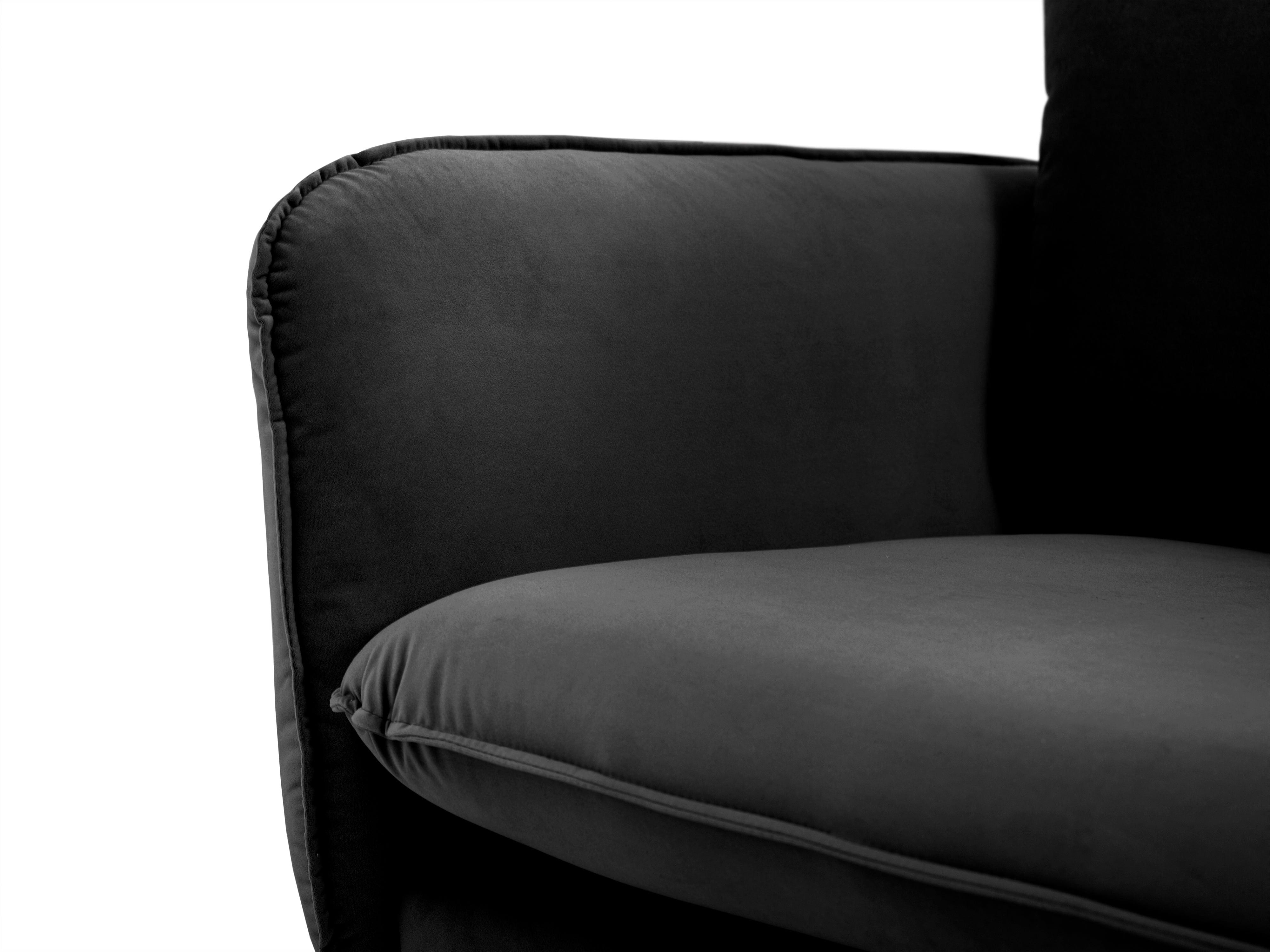 Sofa aksamitna 3-osobowa VIENNA czarny z czarną podstawą Cosmopolitan Design    Eye on Design