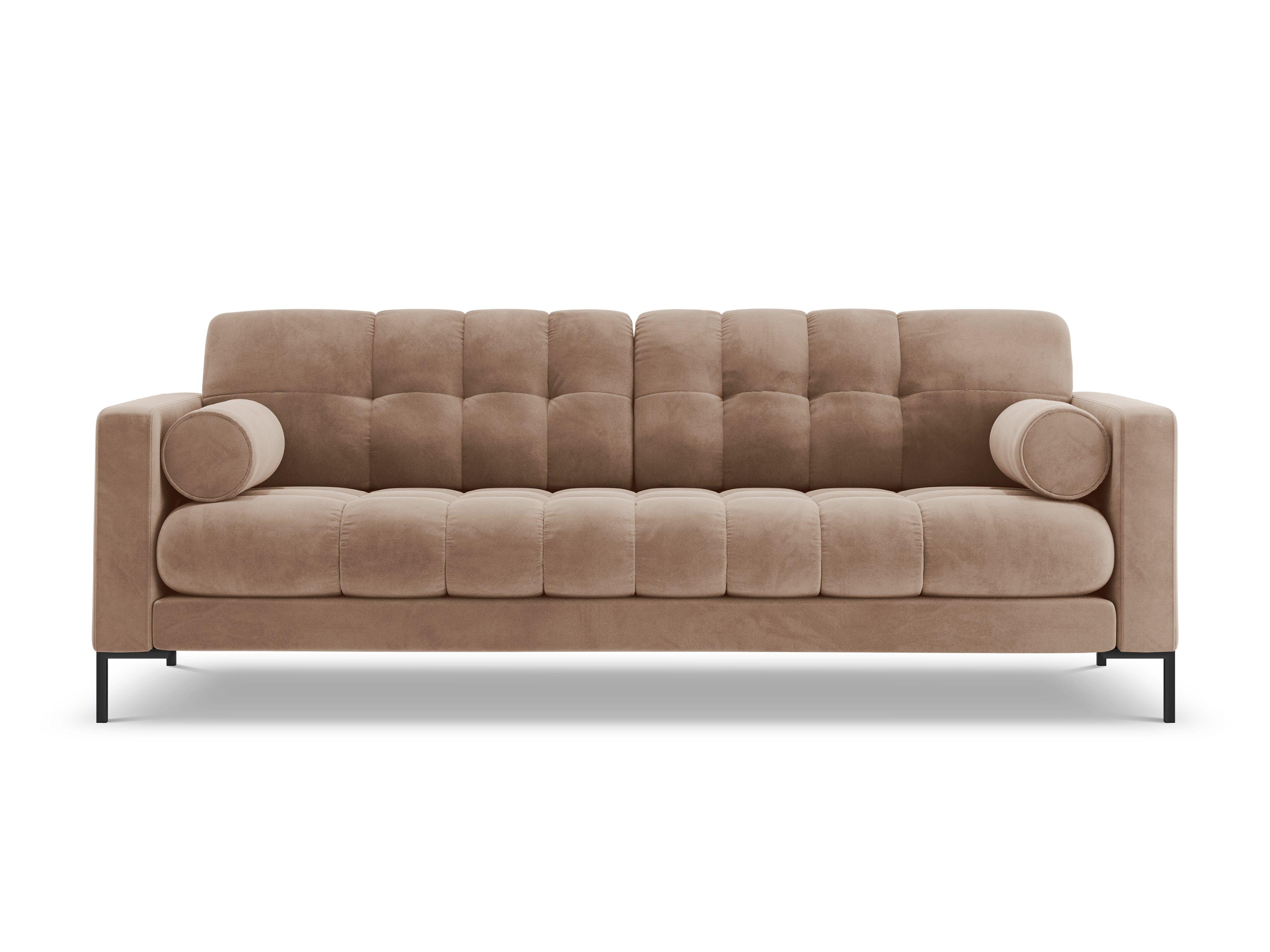 Sofa aksamitna 4-osobowa BALI beżowy z czarną podstawą Cosmopolitan Design    Eye on Design