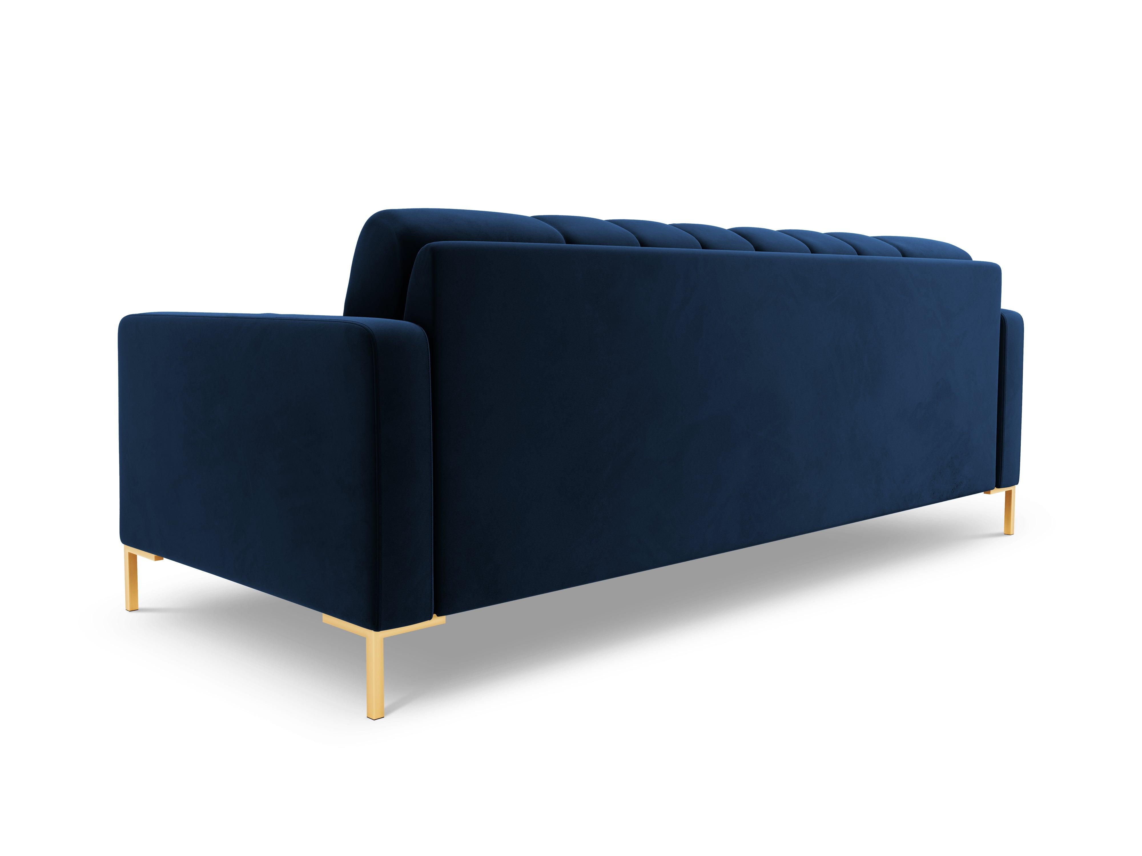 Sofa aksamitna 4-osobowa BALI granat królewski ze złotą podstawą Cosmopolitan Design    Eye on Design