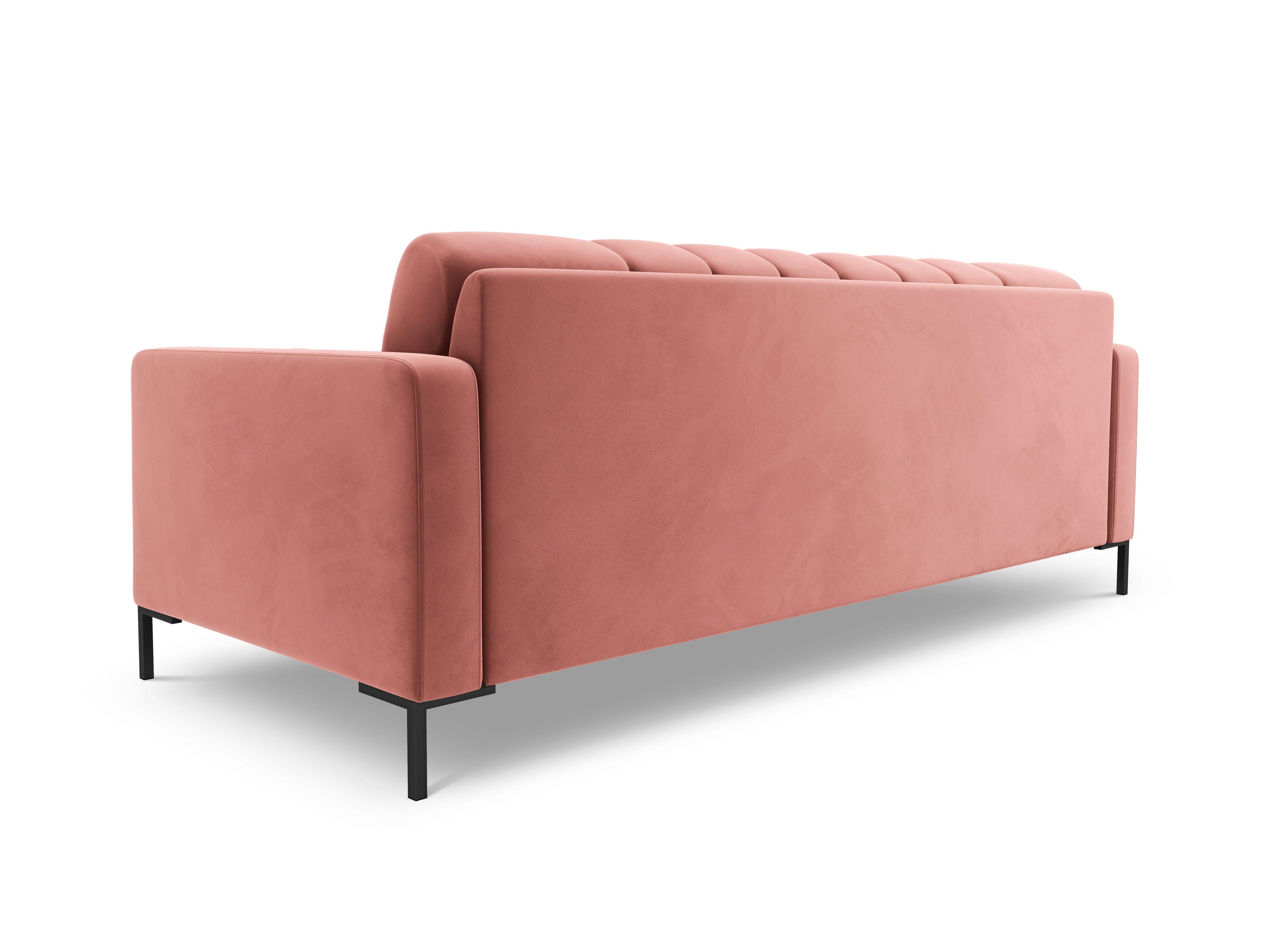 Sofa aksamitna 4-osobowa BALI różowy z czarną podstawą Cosmopolitan Design    Eye on Design