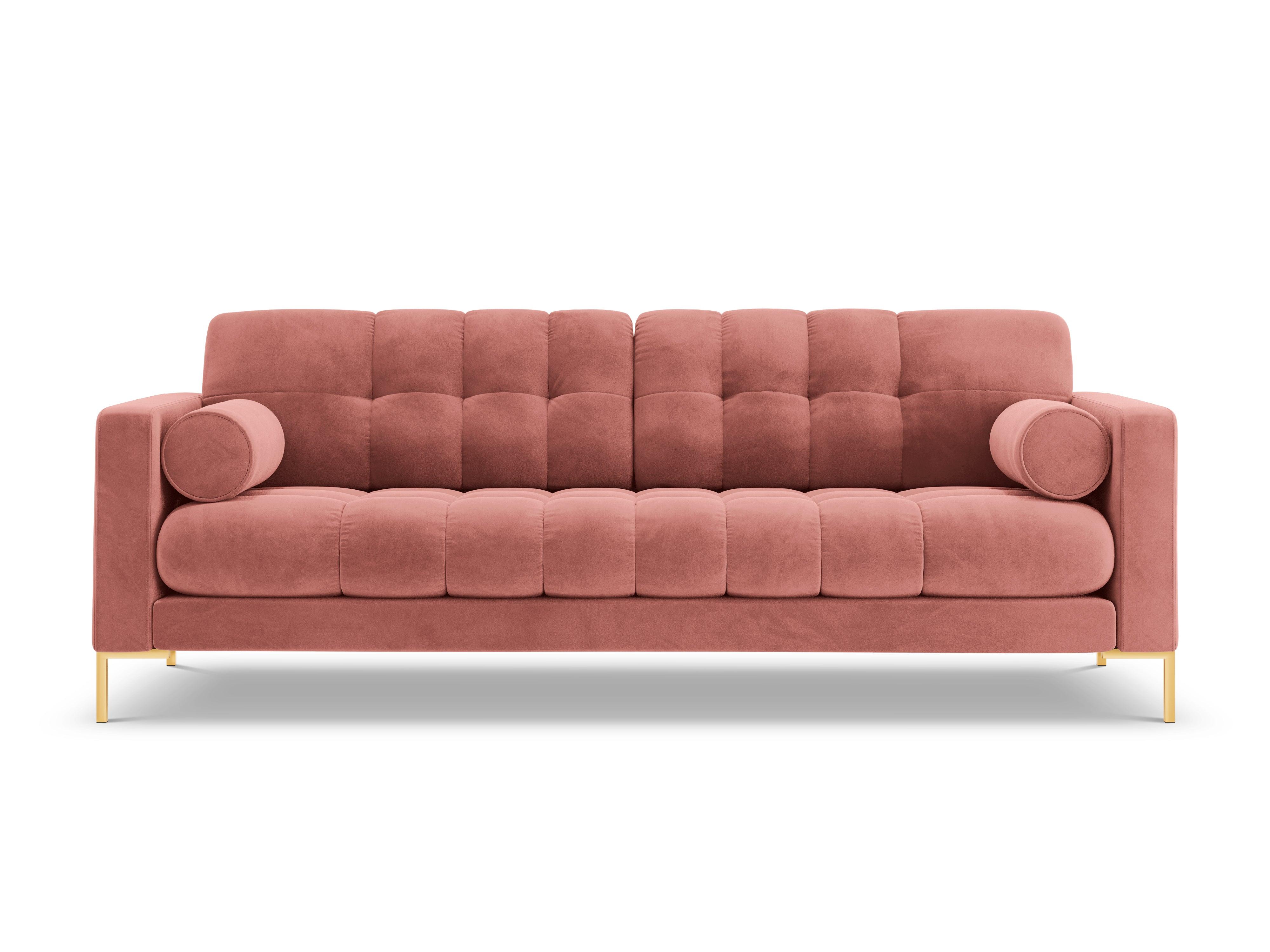 Sofa aksamitna 4-osobowa BALI różowy ze złotą podstawą Cosmopolitan Design    Eye on Design