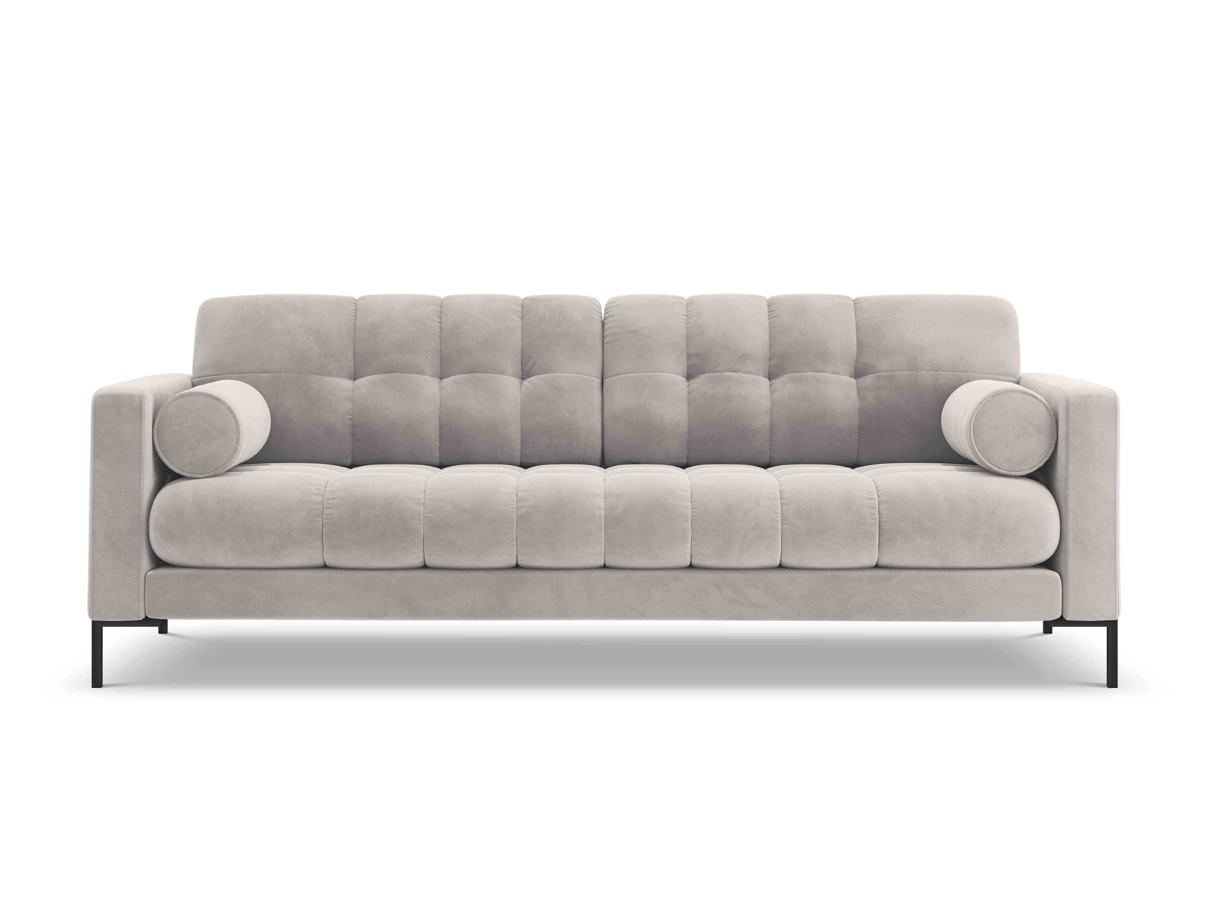 Sofa aksamitna 4-osobowa BALI srebrny z czarną podstawą Cosmopolitan Design    Eye on Design