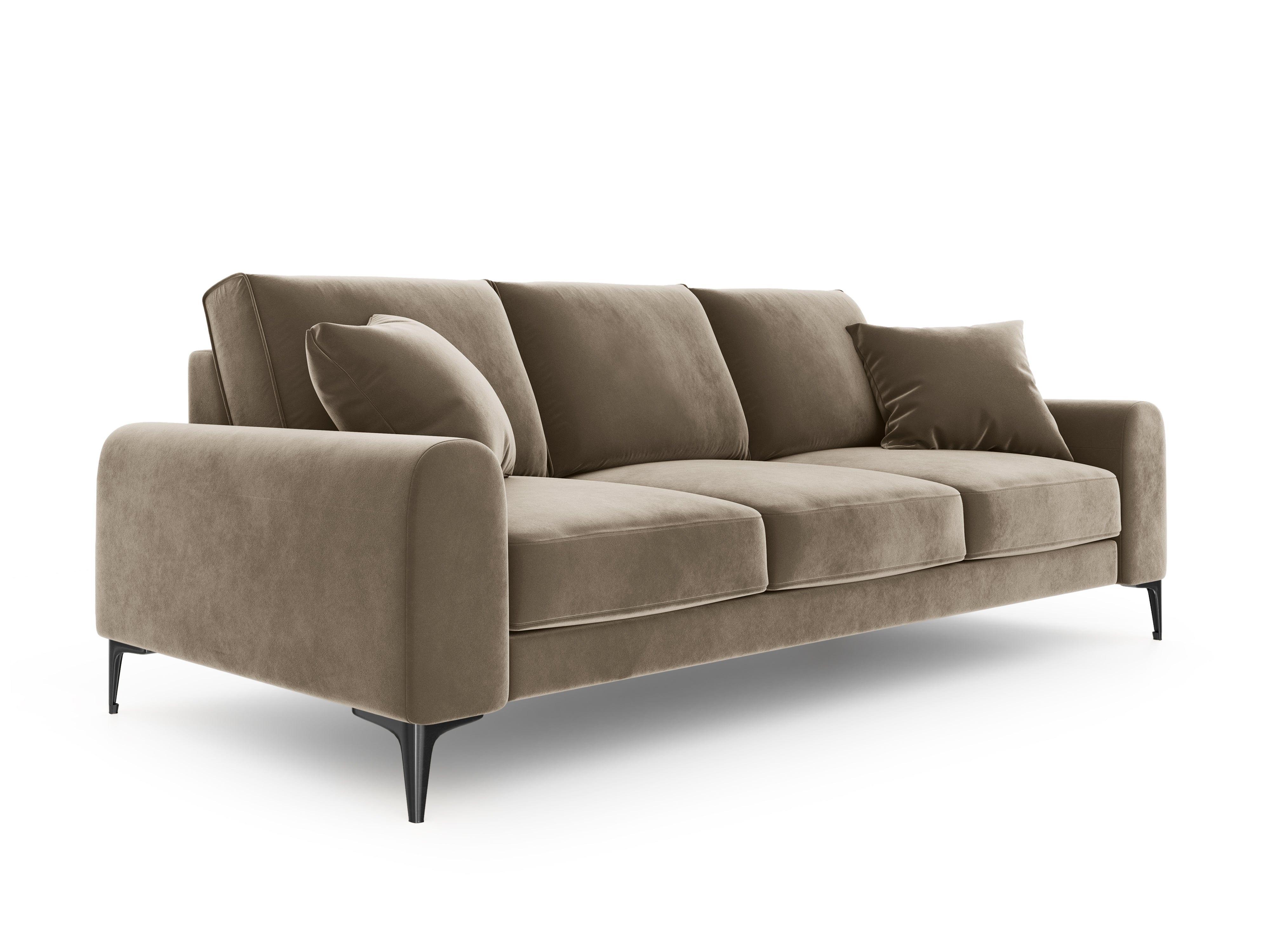 Sofa aksamitna 4-osobowa MADARA cappuccino z czarną podstawą Mazzini Sofas    Eye on Design