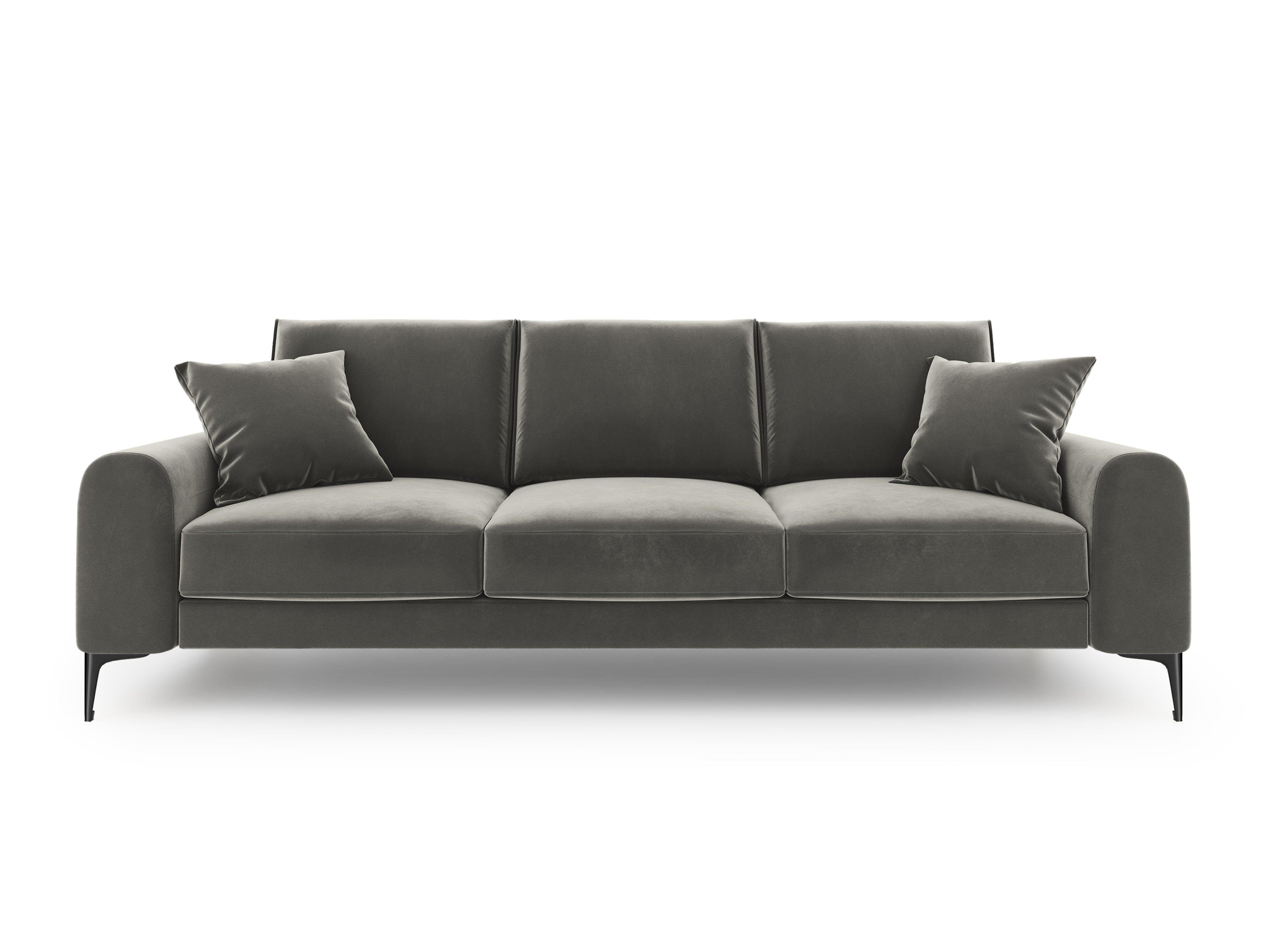 Sofa aksamitna 4-osobowa MADARA szary z czarną podstawą Mazzini Sofas    Eye on Design