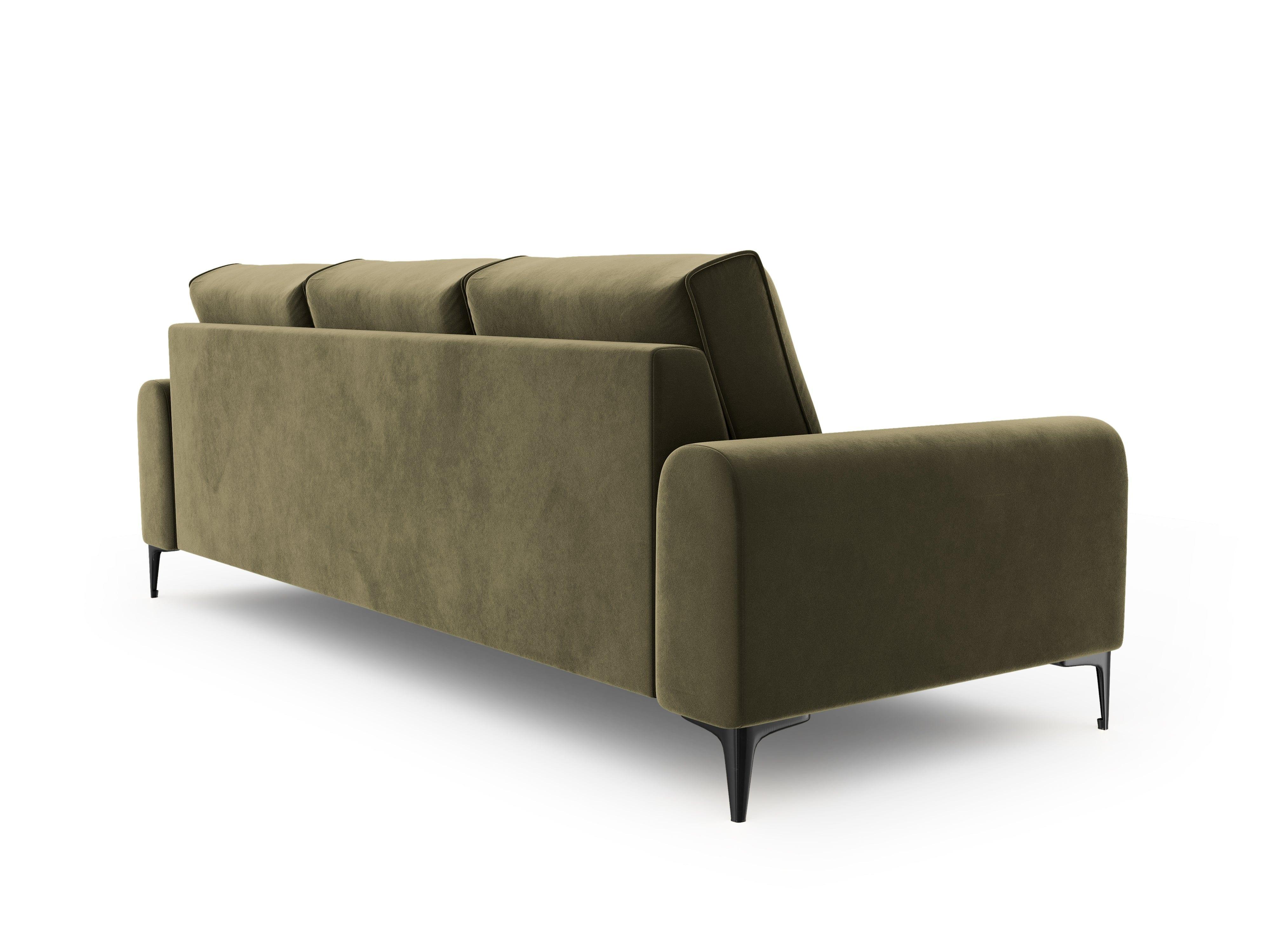 Sofa aksamitna 4-osobowa MADARA zielony z czarną podstawą Mazzini Sofas    Eye on Design