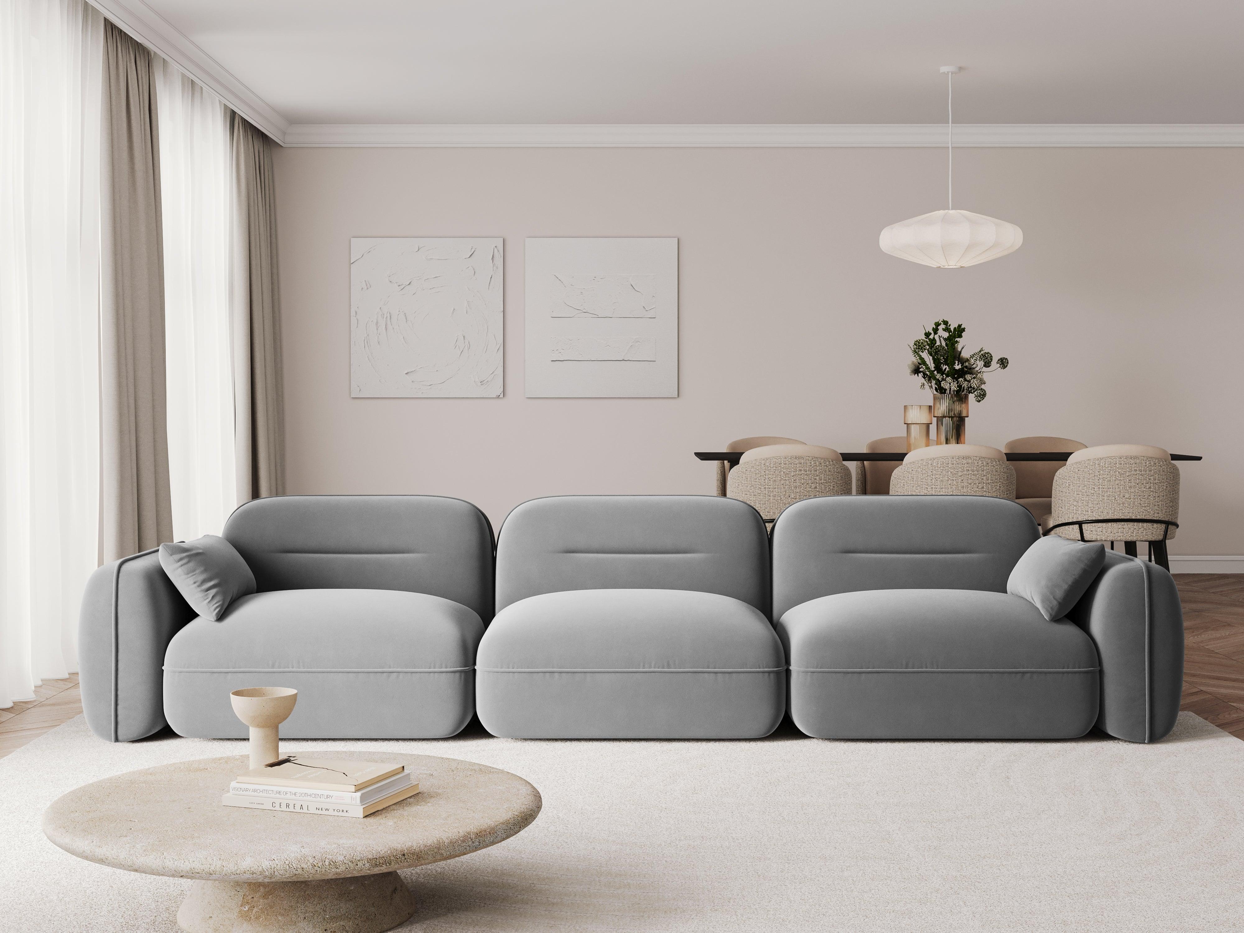 Sofa modułowa aksamitna 4-osobowa SYDNEY jasnoszary Cosmopolitan Design    Eye on Design