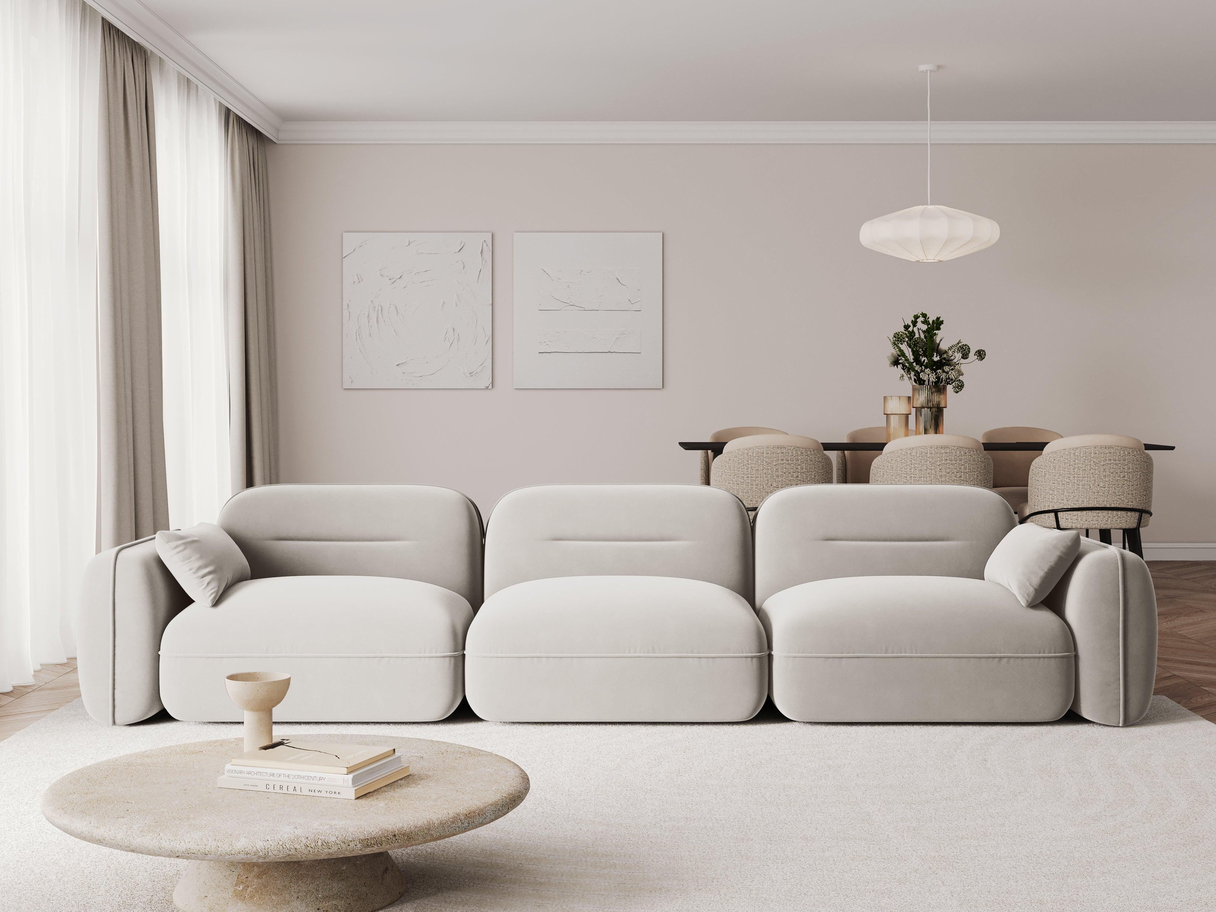 Sofa modułowa aksamitna 4-osobowa SYDNEY kość słoniowa Cosmopolitan Design    Eye on Design