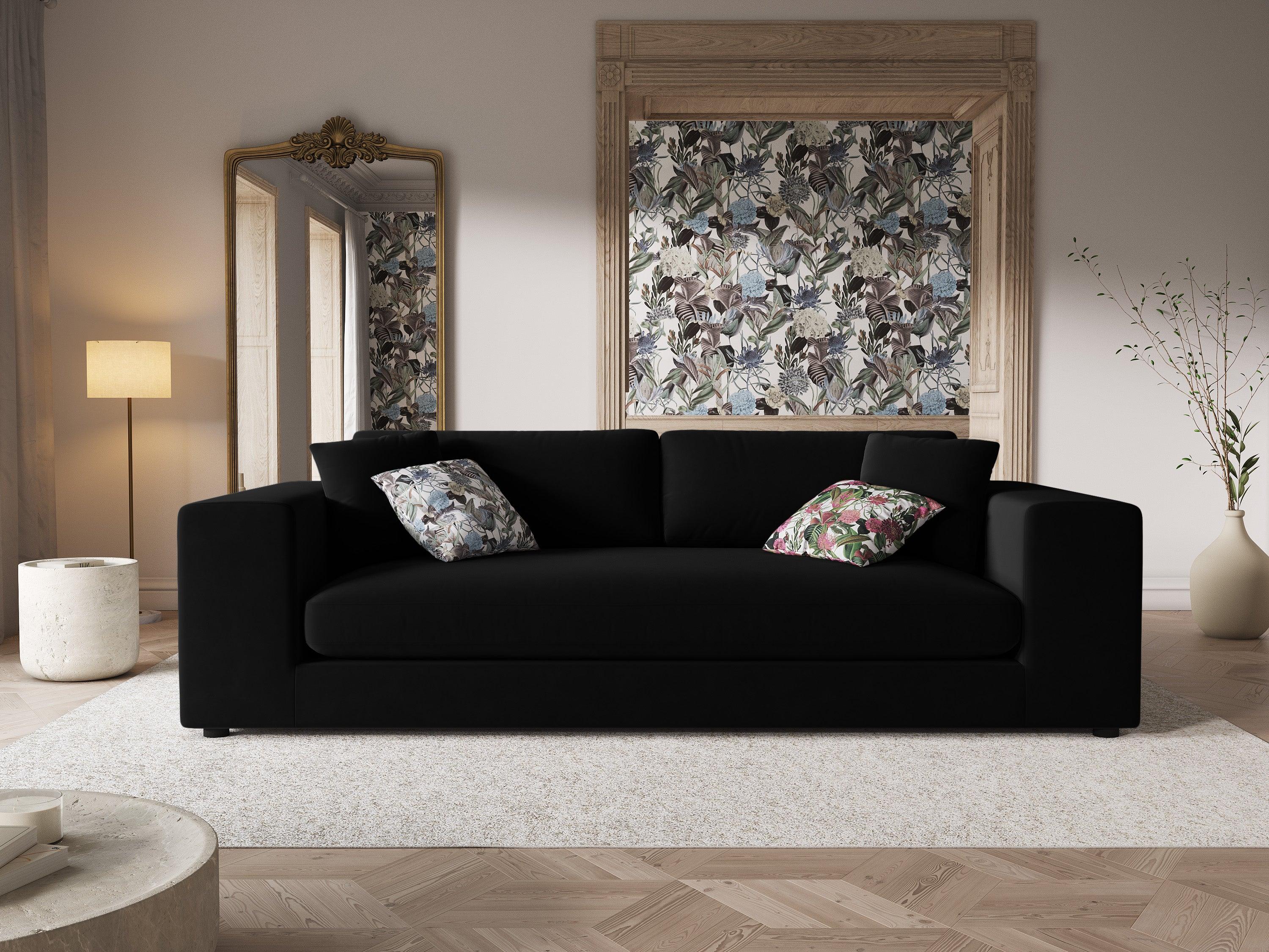 Sofa aksamitna 4-osobowa TENDANCE czarny CXL by Christian Lacroix    Eye on Design