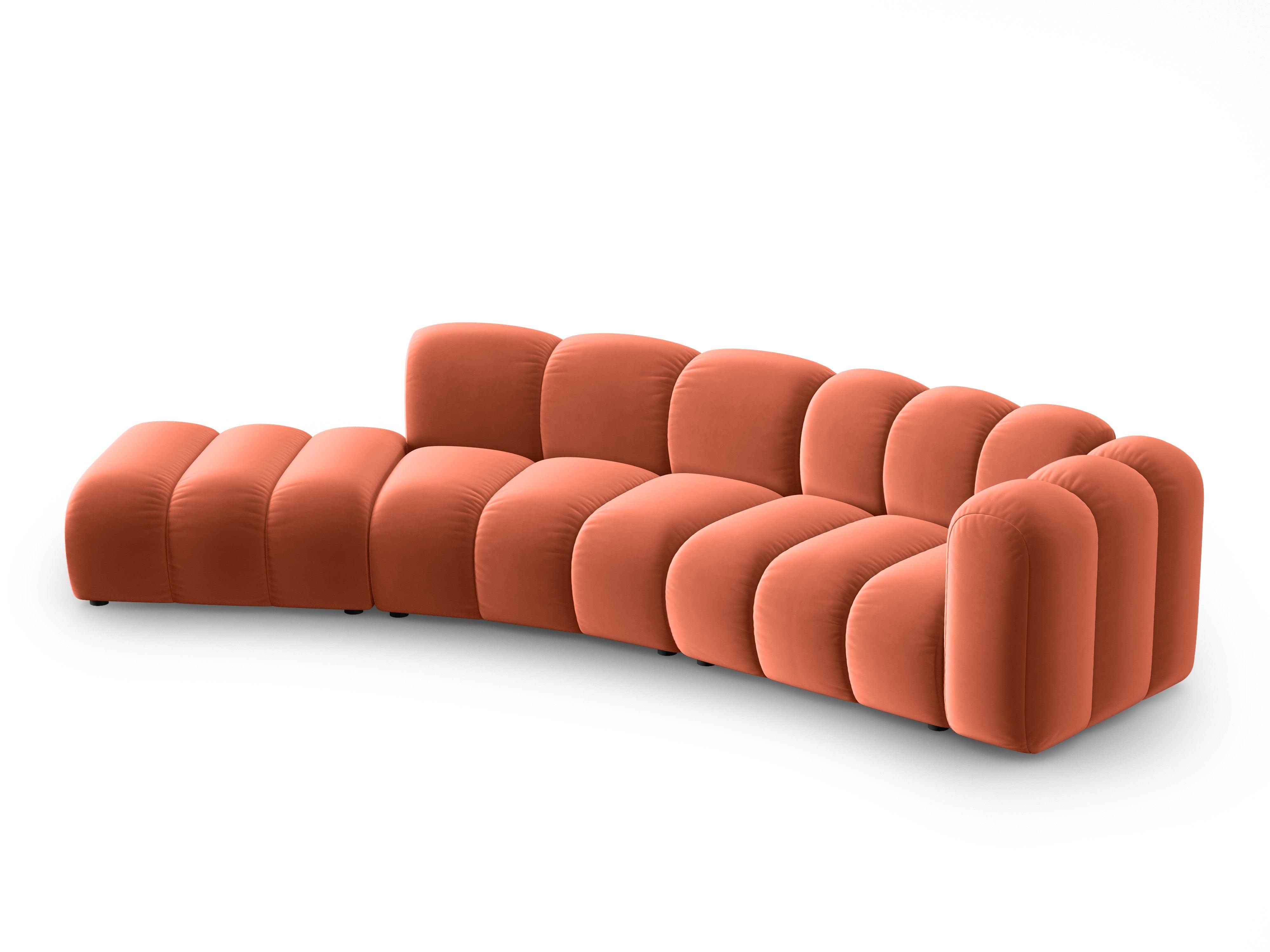 Sofa aksamitna 5-osobowa lewostronna SKYLER koralowy Interieurs 86    Eye on Design