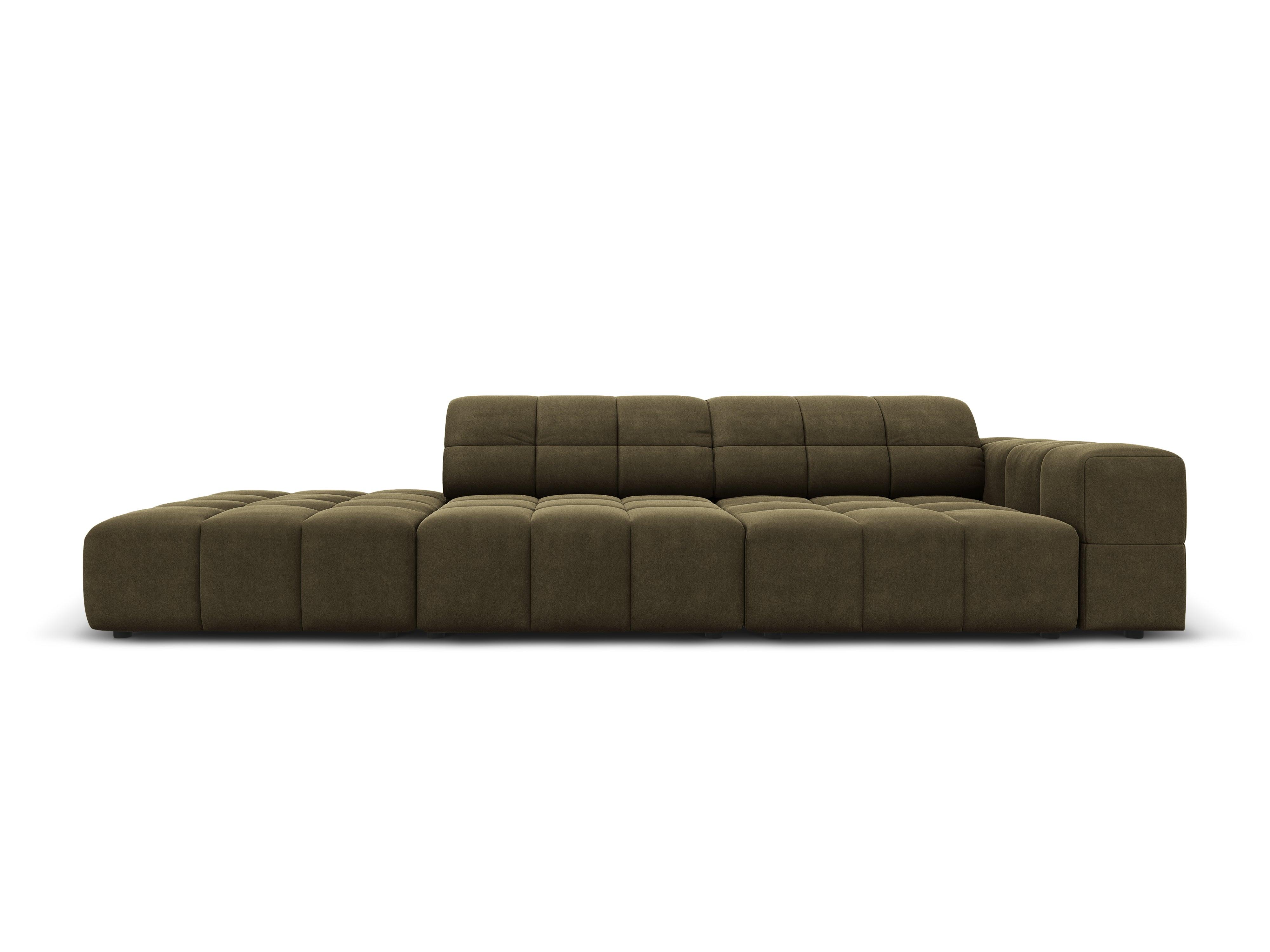 Sofa aksamitna lewostronna 3-osobowa CHICAGO oliwkowy Cosmopolitan Design    Eye on Design