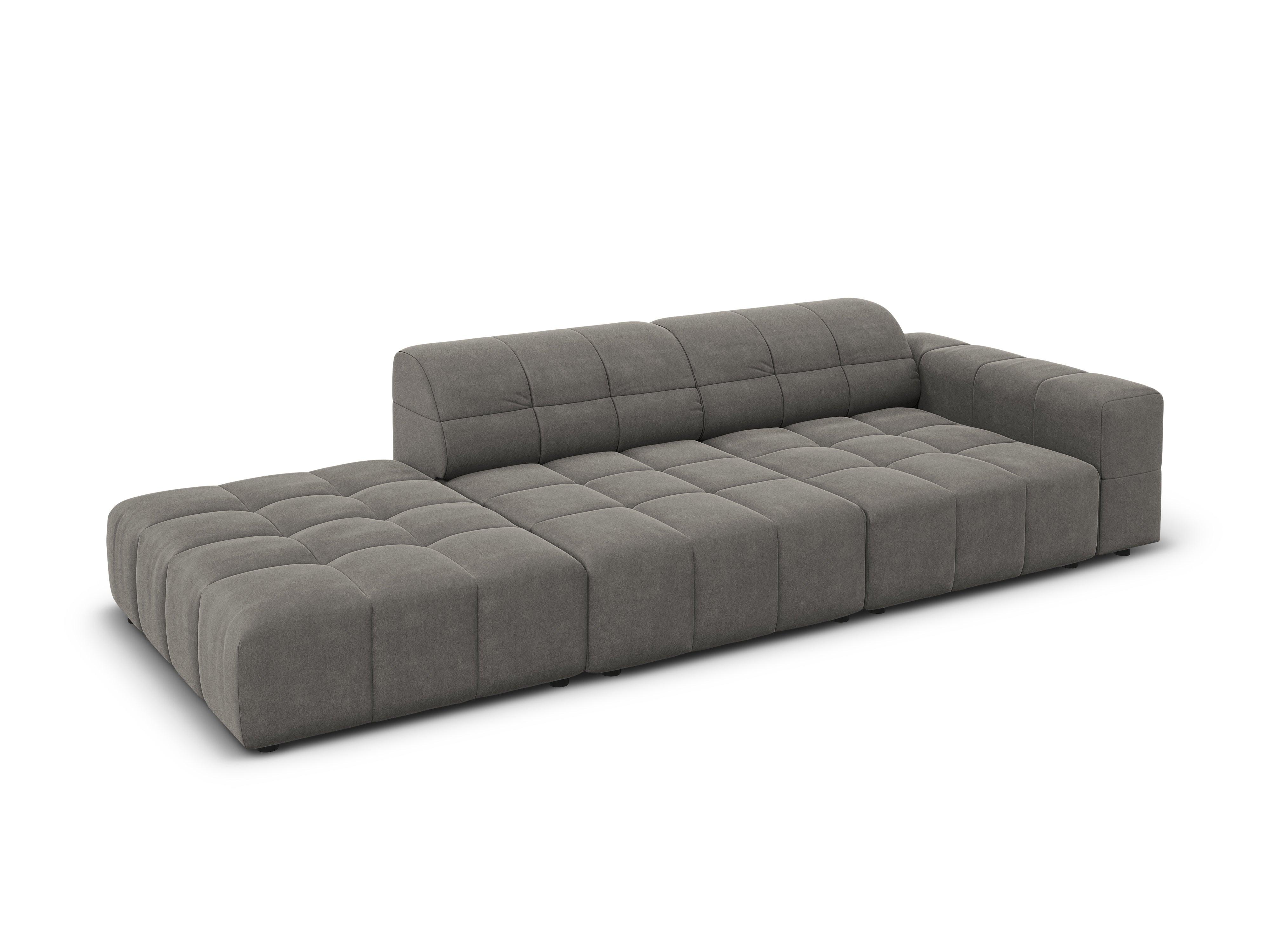 Sofa aksamitna lewostronna 3-osobowa CHICAGO szary Cosmopolitan Design    Eye on Design