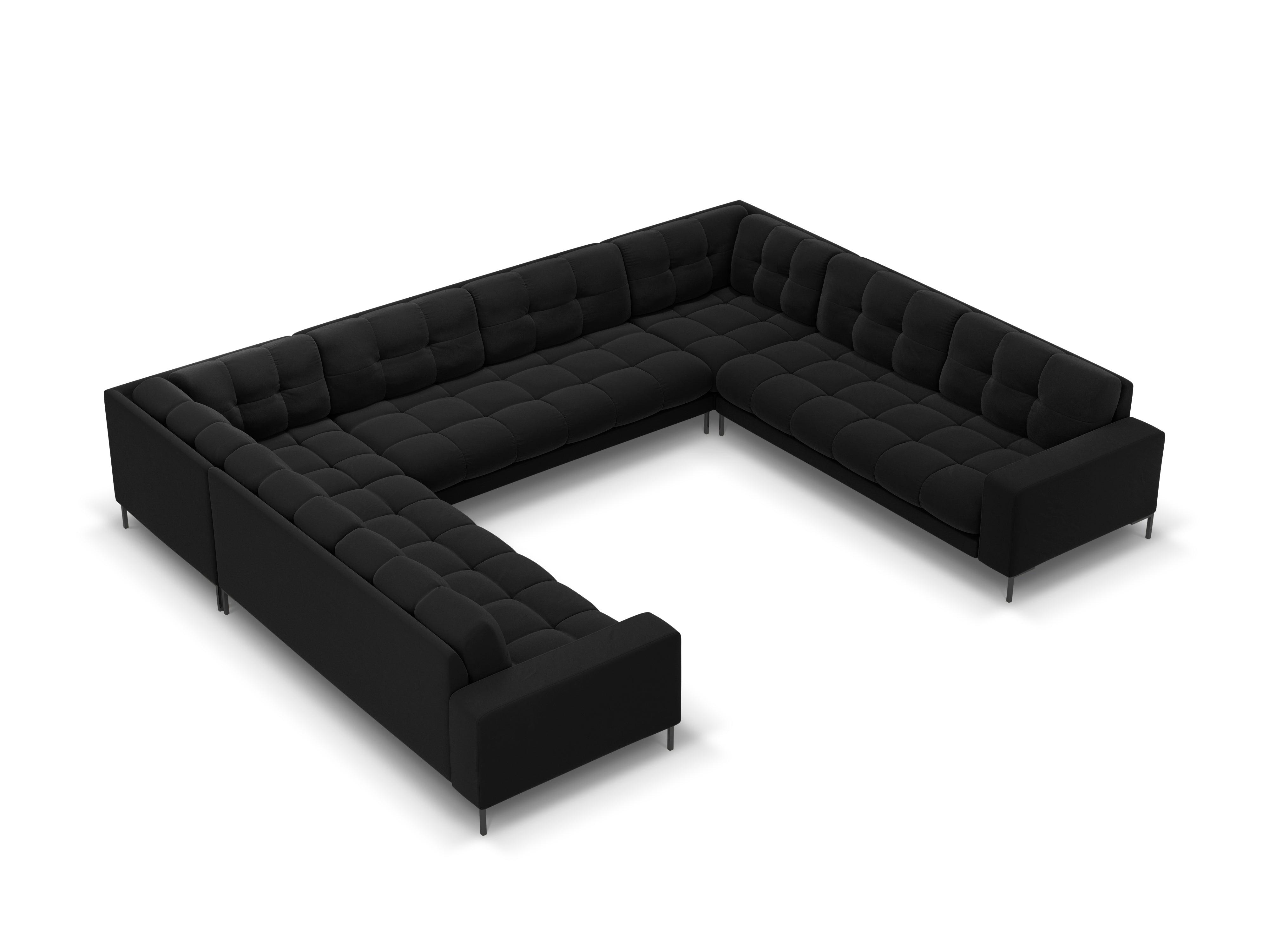 Sofa aksamitna panoramiczna 9-osobowa BALI czarny z czarną podstawą Cosmopolitan Design    Eye on Design