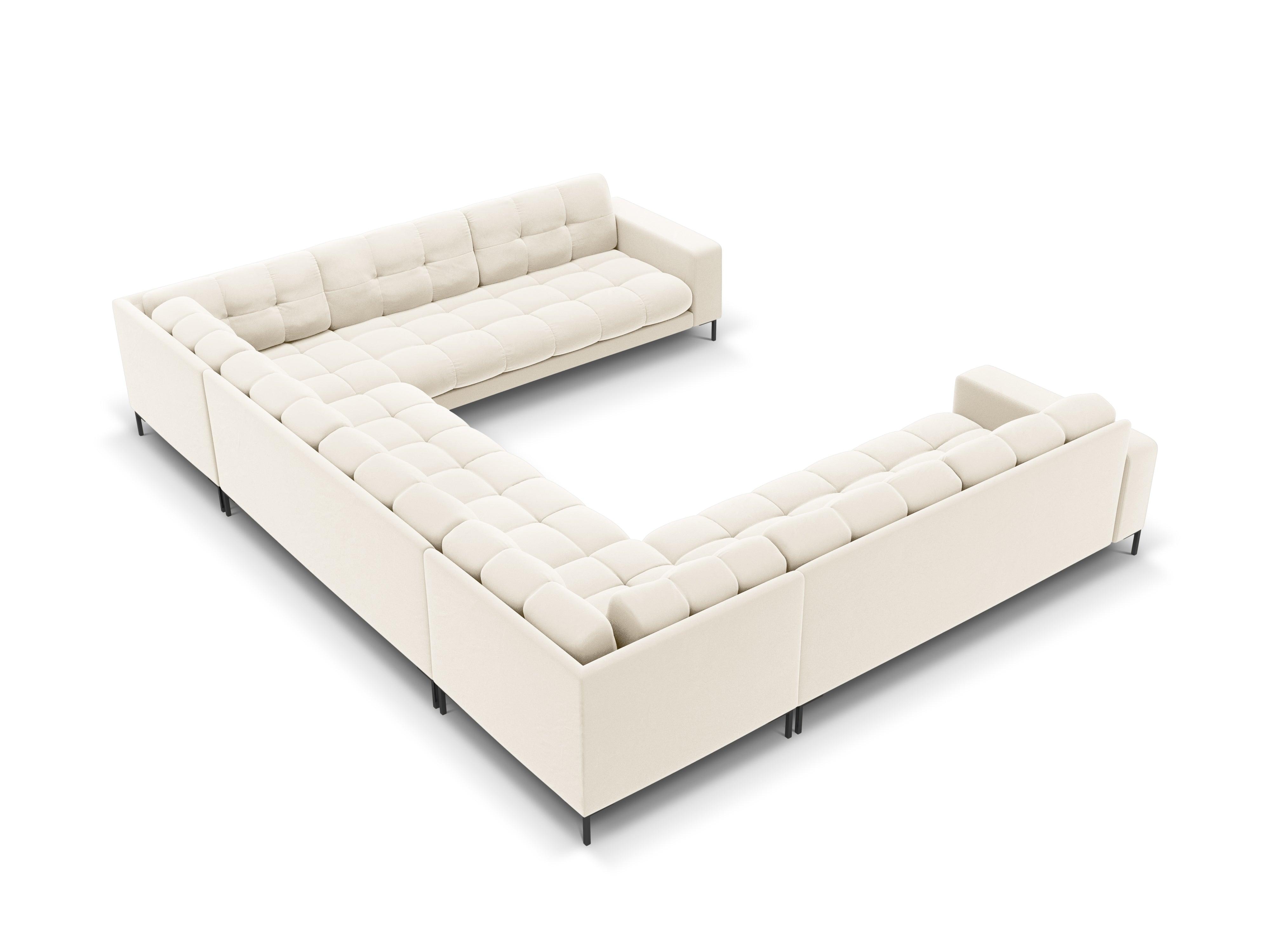 Sofa aksamitna panoramiczna 9-osobowa BALI jasnobeżowy z czarną podstawą Cosmopolitan Design    Eye on Design