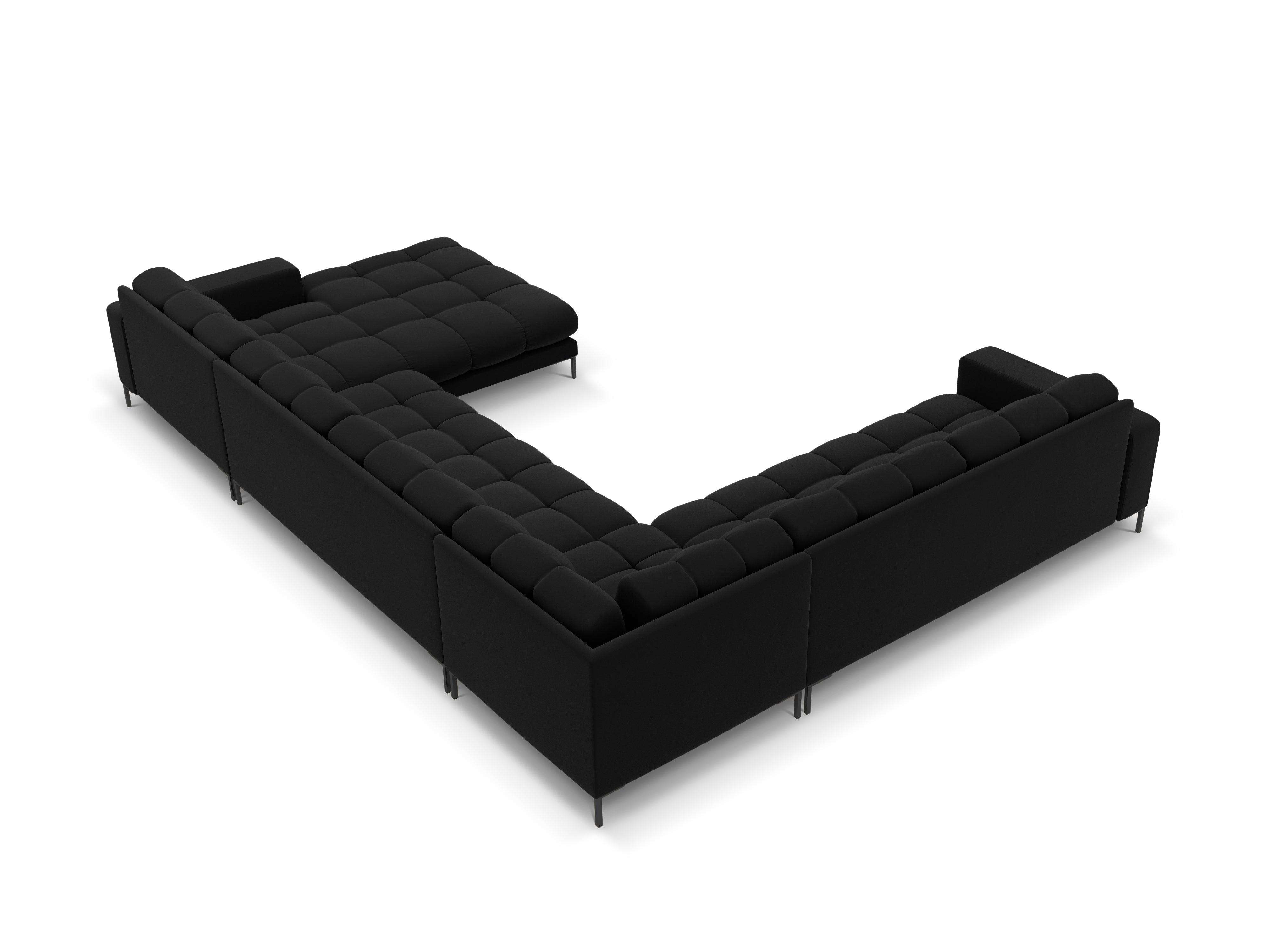 Sofa aksamitna panoramiczna lewostronna 7-osobowa BALI czarny z czarną podstawą Cosmopolitan Design    Eye on Design