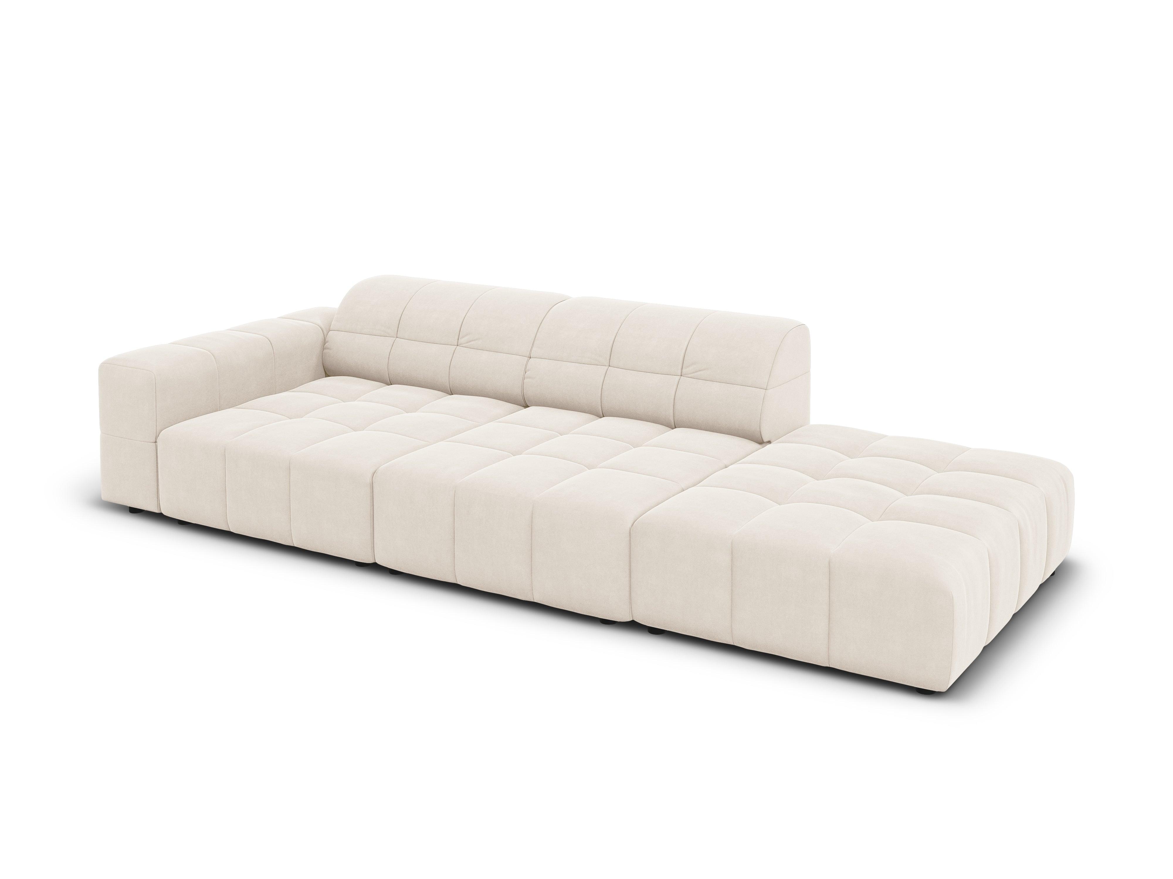 Sofa aksamitna prawostronna 3-osobowa CHICAGO jasnobeżowy Cosmopolitan Design    Eye on Design