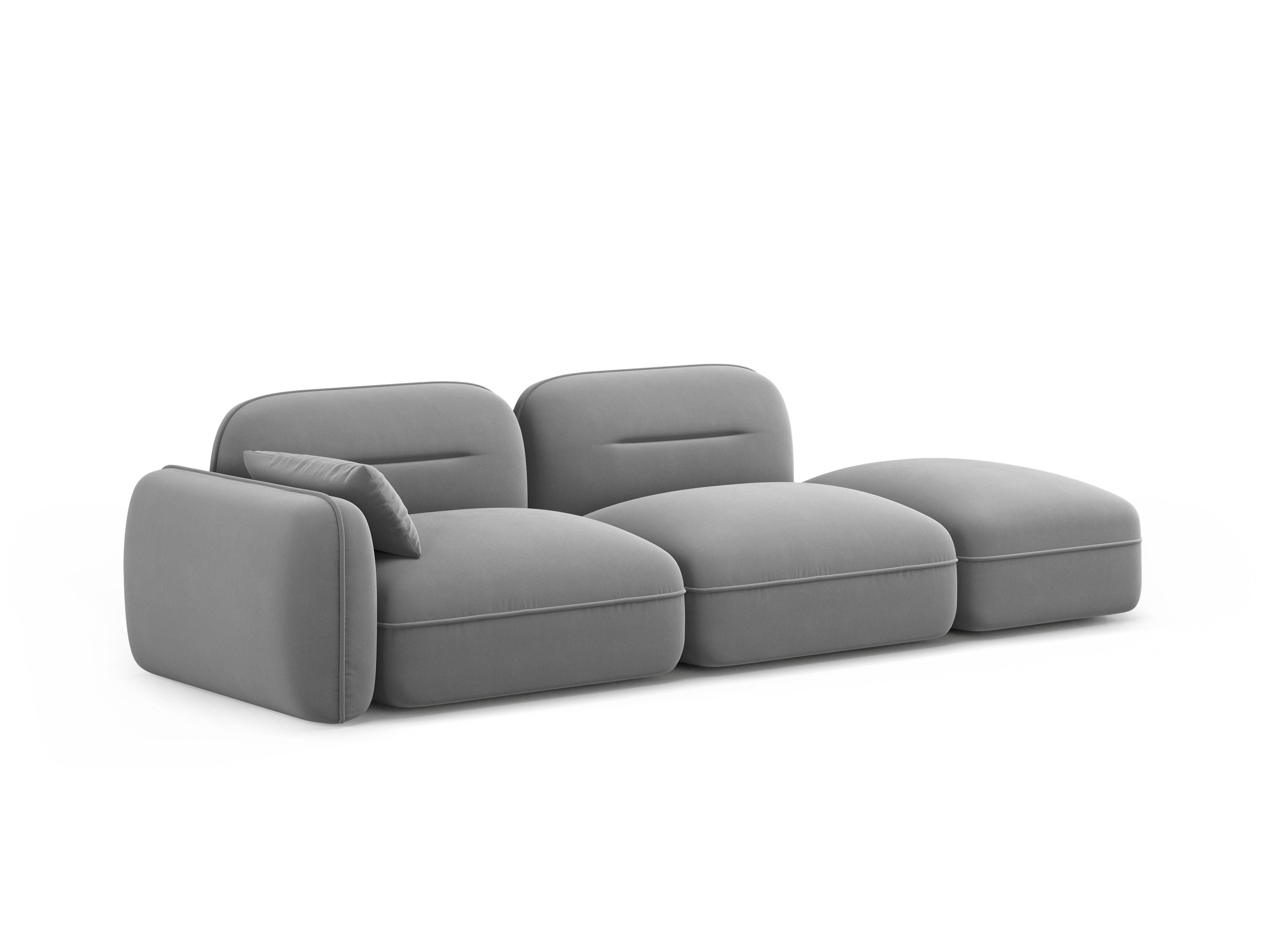 Sofa modułowa aksamitna prawostronna 3-osobowa SYDNEY jasnoszary Cosmopolitan Design    Eye on Design