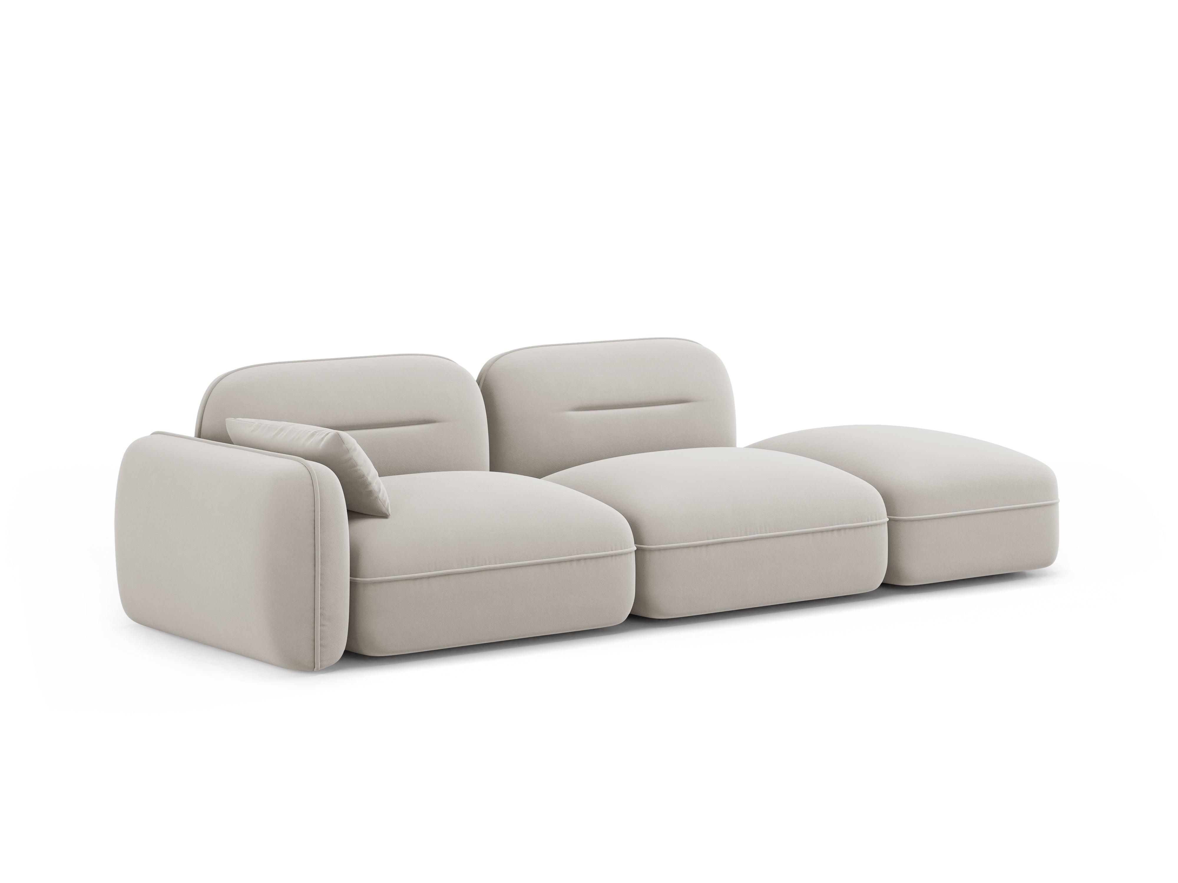 Sofa modułowa aksamitna prawostronna 3-osobowa SYDNEY kość słoniowa Cosmopolitan Design    Eye on Design