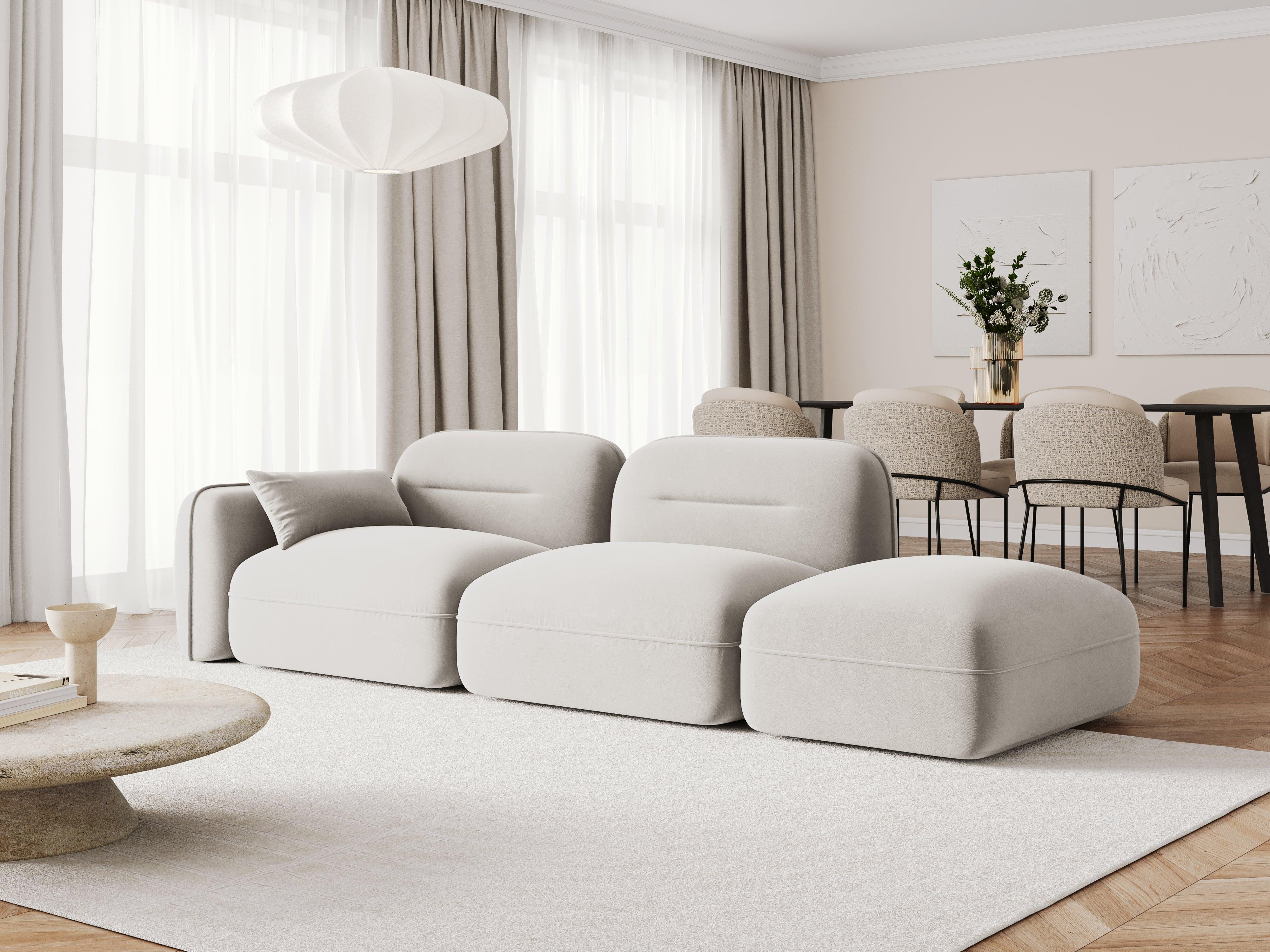 Sofa modułowa aksamitna prawostronna 3-osobowa SYDNEY kość słoniowa Cosmopolitan Design    Eye on Design