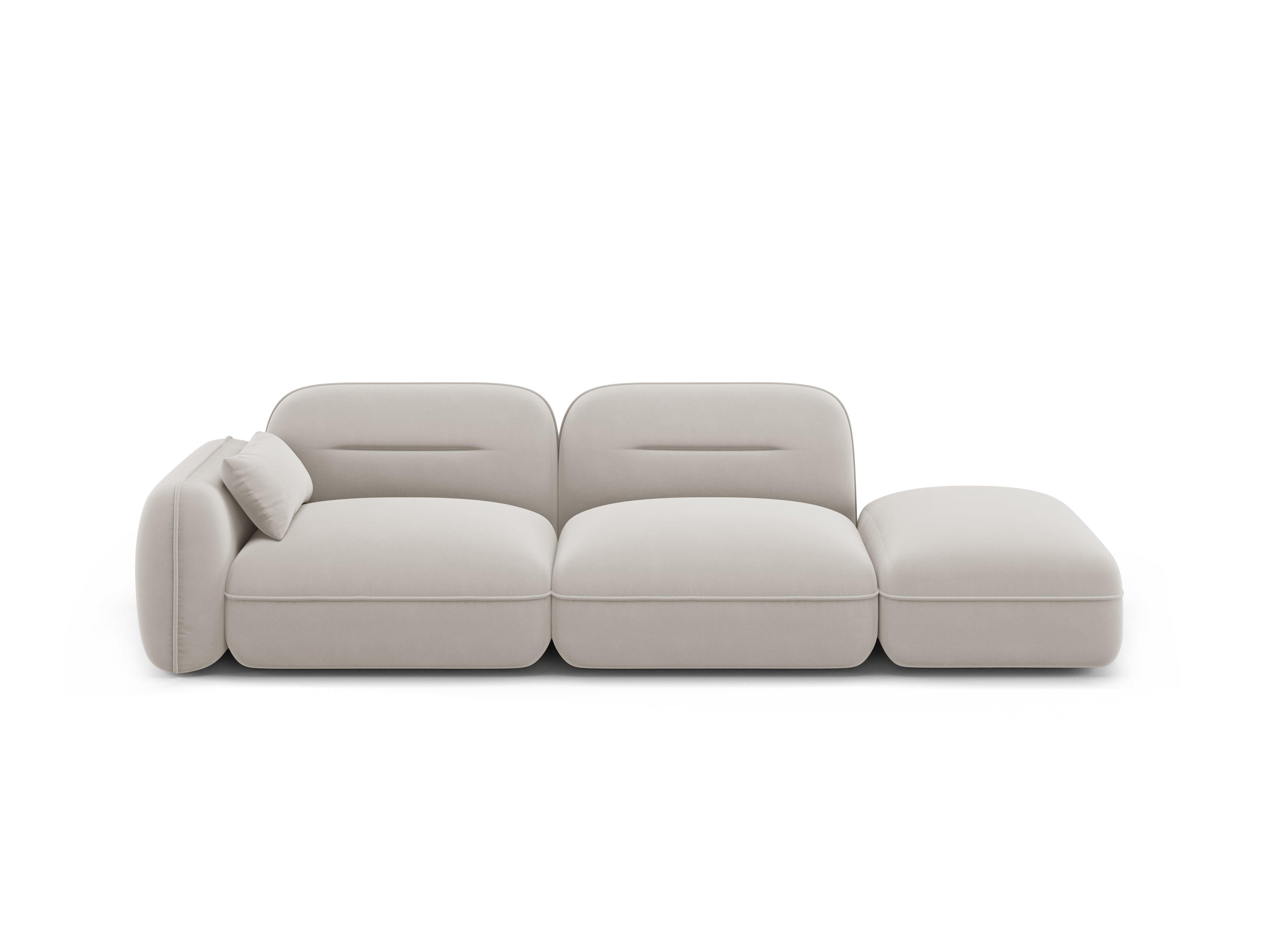 Sofa modułowa aksamitna prawostronna 3-osobowa SYDNEY kość słoniowa Cosmopolitan Design    Eye on Design