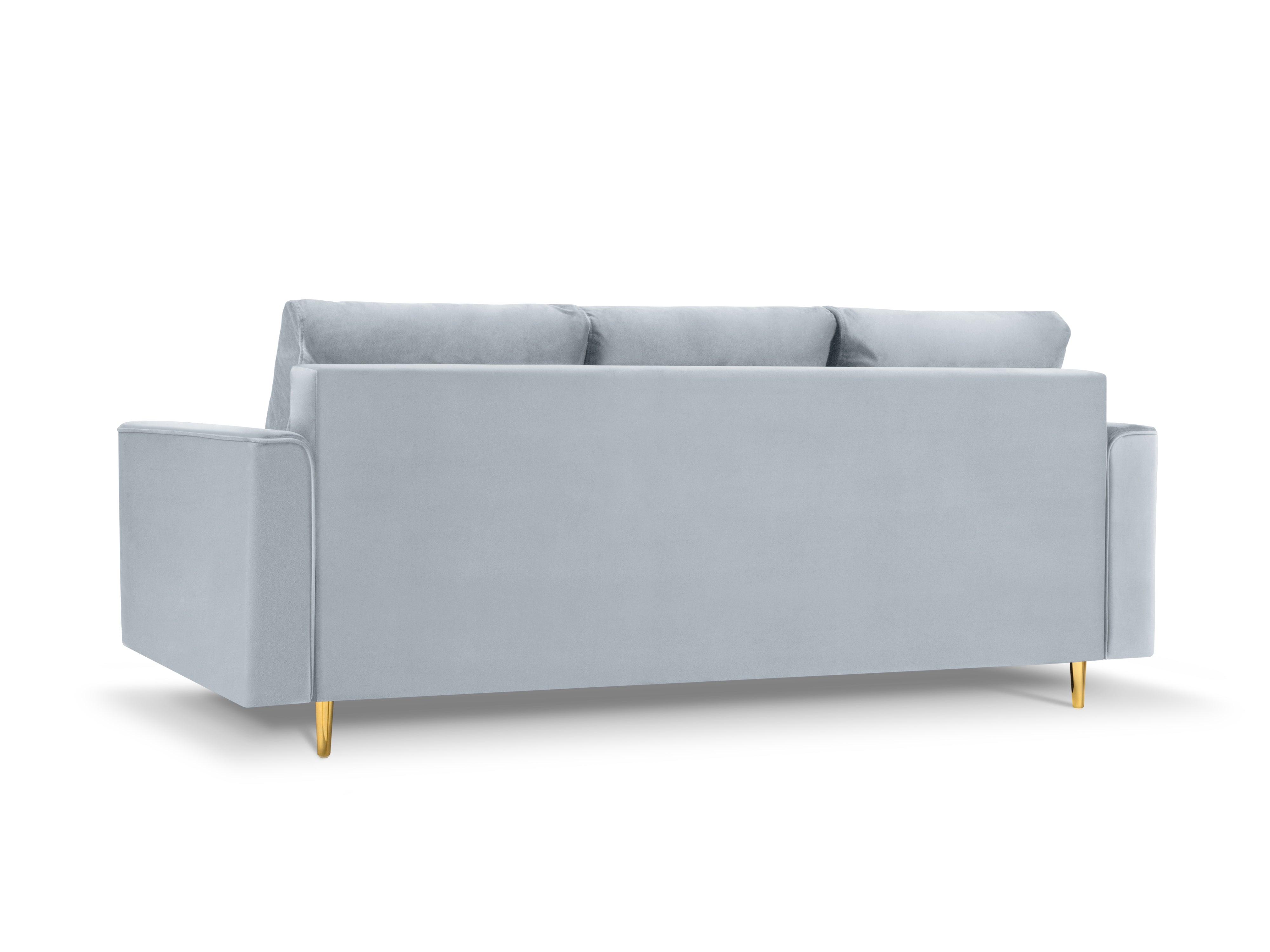 Sofa aksamitna z funkcją spania CARTADERA błękitny ze złotą podstawą Mazzini Sofas    Eye on Design