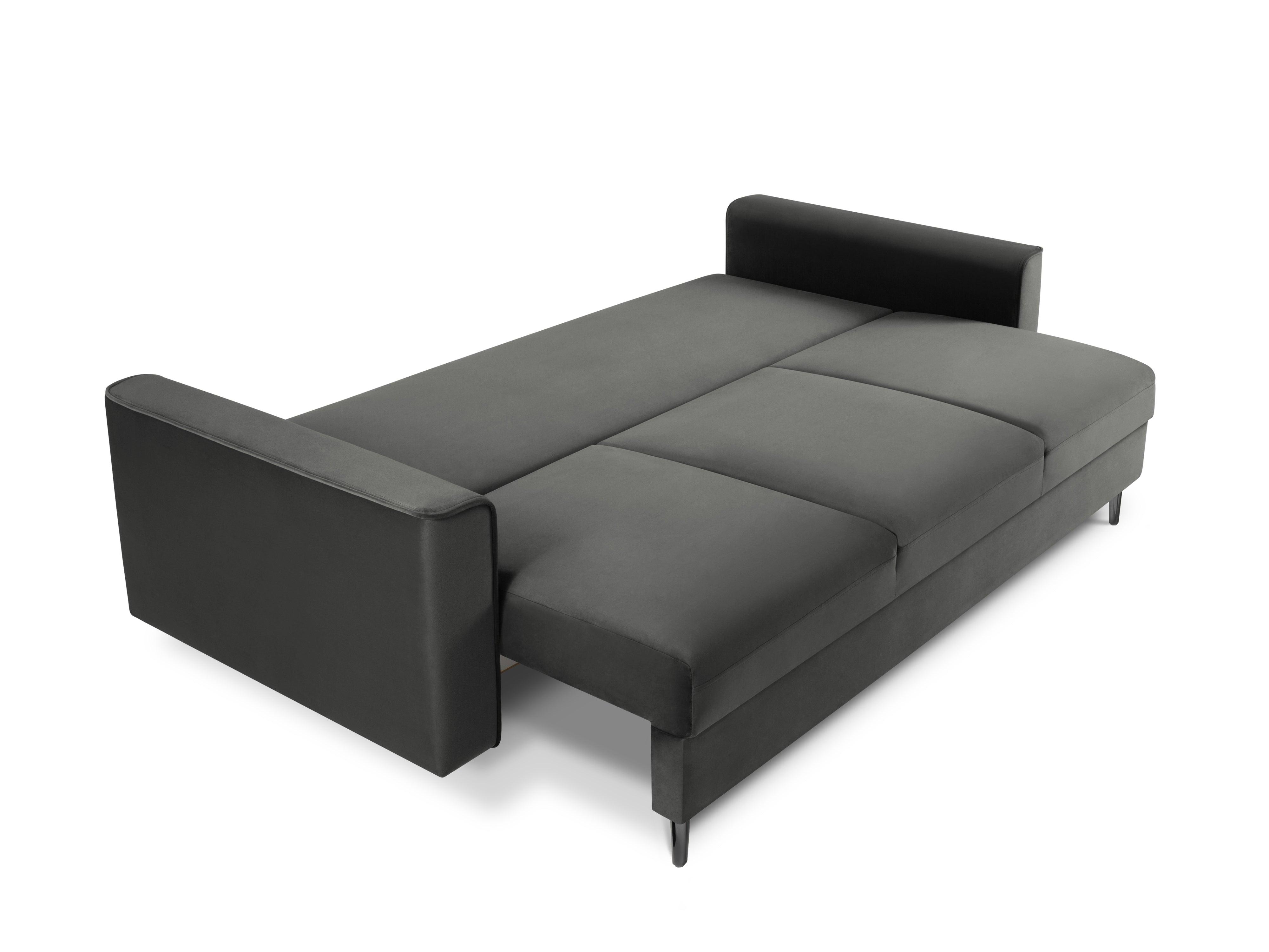 Sofa aksamitna z funkcją spania CARTADERA ciemnoszary z czarną podstawą Mazzini Sofas    Eye on Design