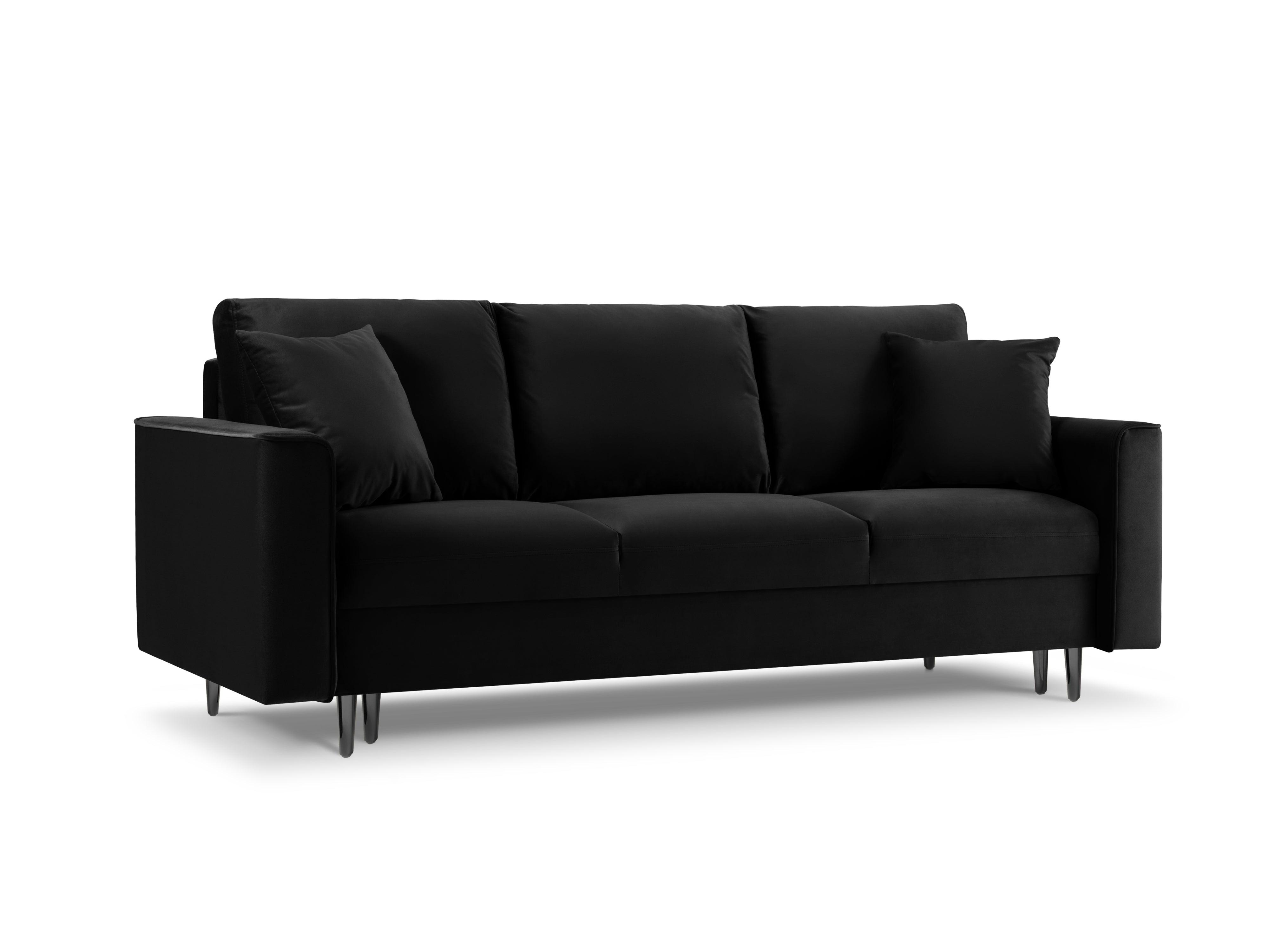 Sofa aksamitna z funkcją spania CARTADERA czarny z czarną podstawą Mazzini Sofas    Eye on Design