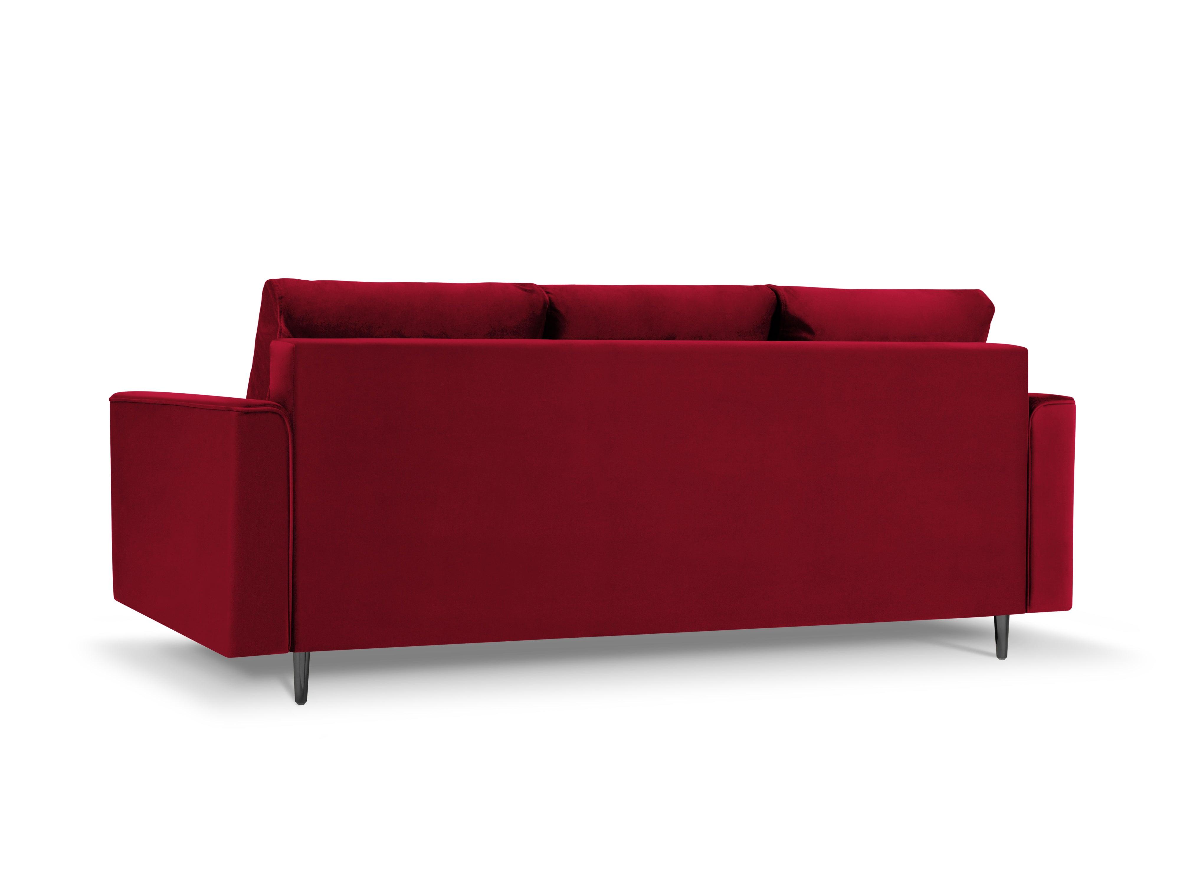 Sofa aksamitna z funkcją spania CARTADERA czerwony z czarną podstawą Mazzini Sofas    Eye on Design