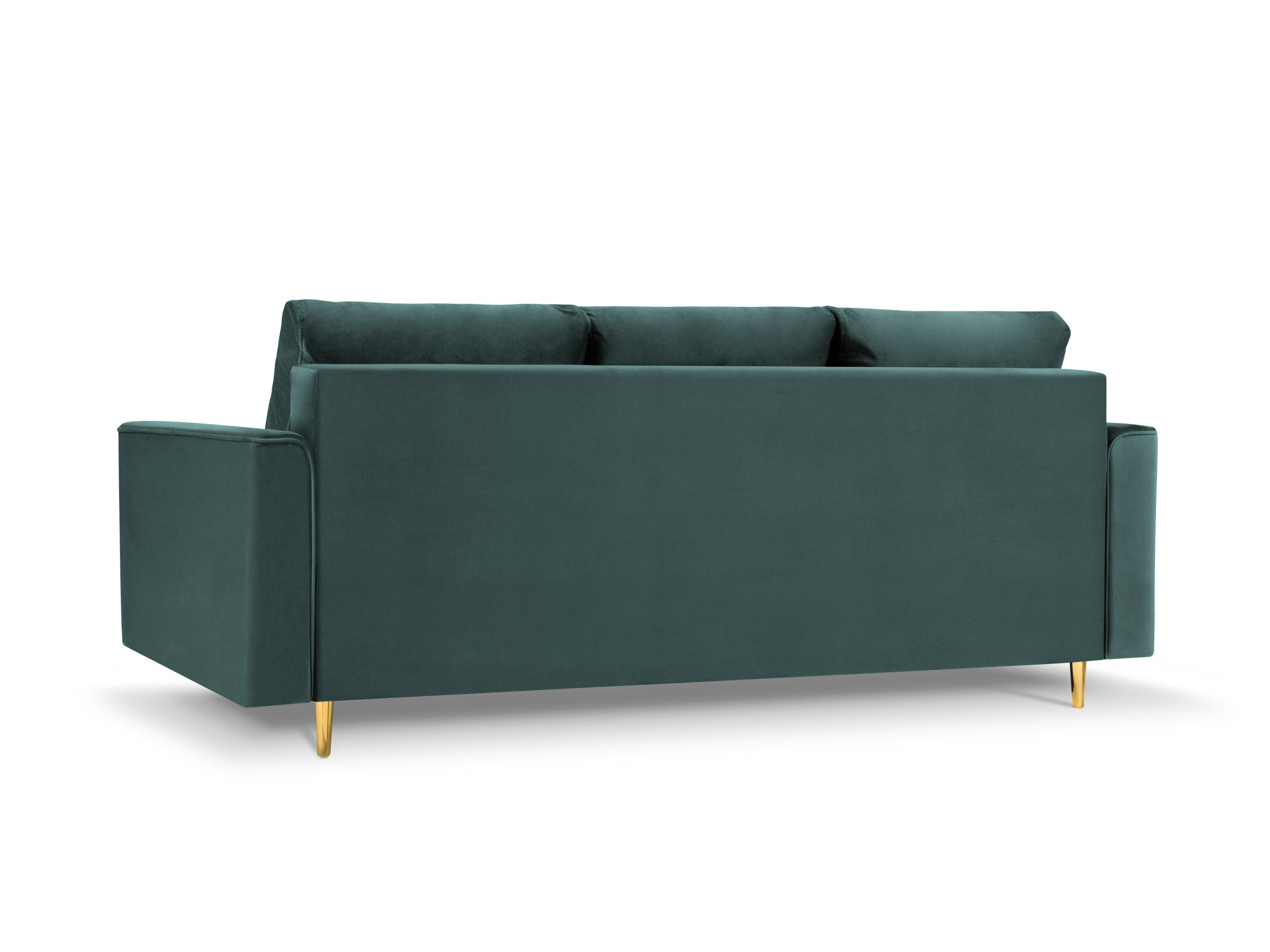 Sofa aksamitna z funkcją spania CARTADERA petrol ze złotą podstawą Mazzini Sofas    Eye on Design