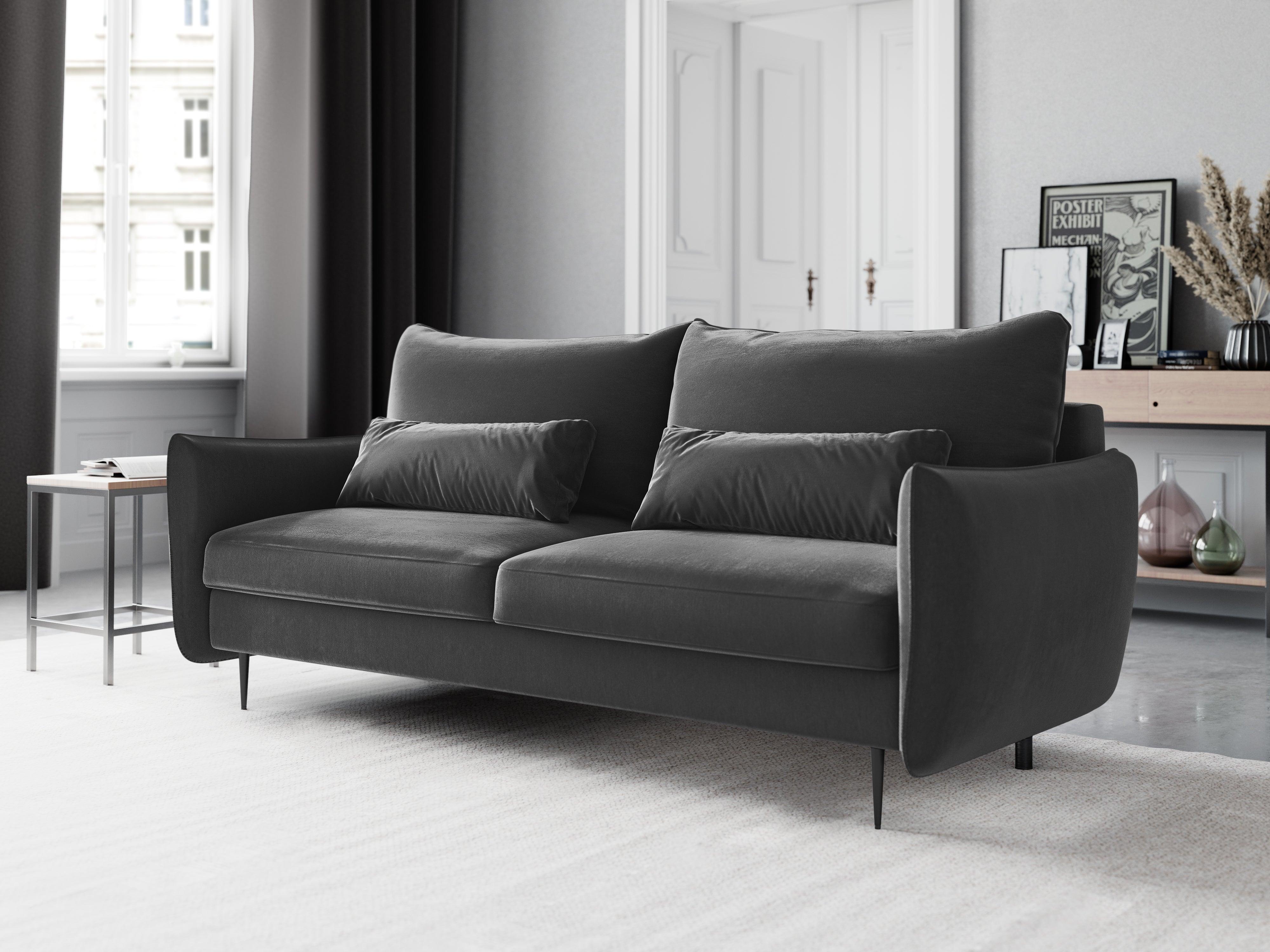 Sofa aksamitna z funkcją spania VERMONT ciemnoszary Cosmopolitan Design    Eye on Design