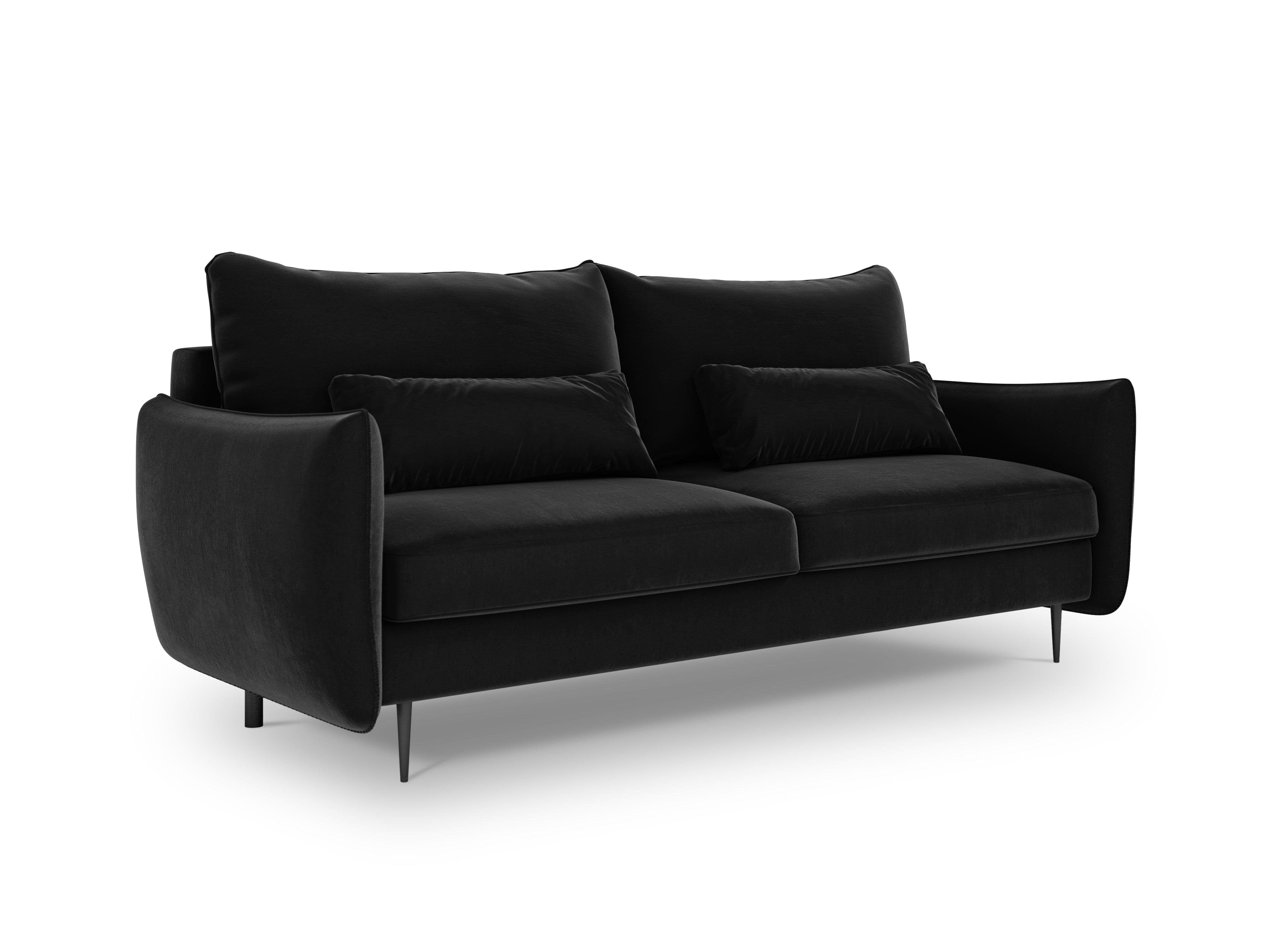 Sofa aksamitna z funkcją spania VERMONT czarny Cosmopolitan Design    Eye on Design