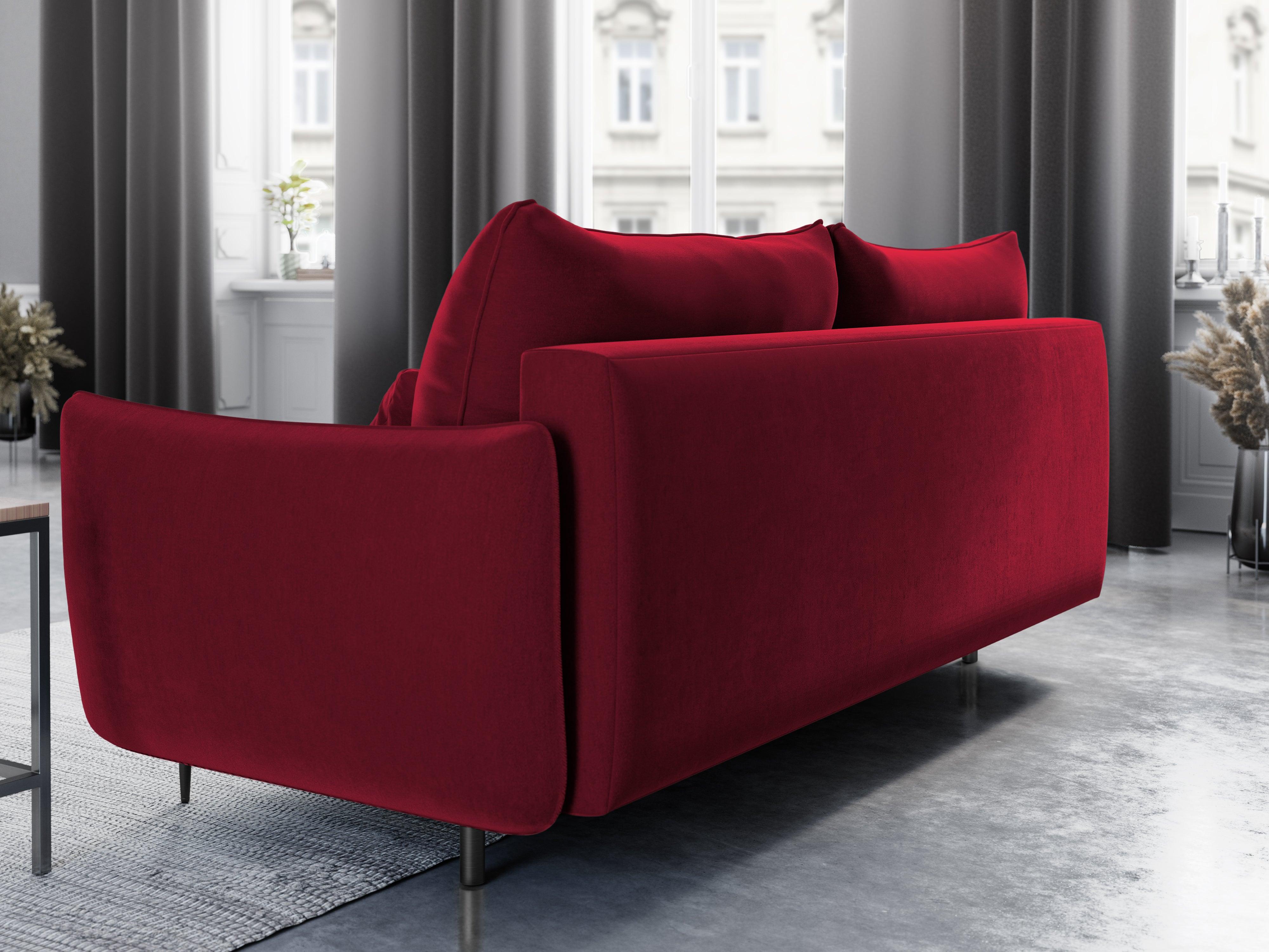 Sofa aksamitna z funkcją spania VERMONT czerwony Cosmopolitan Design    Eye on Design