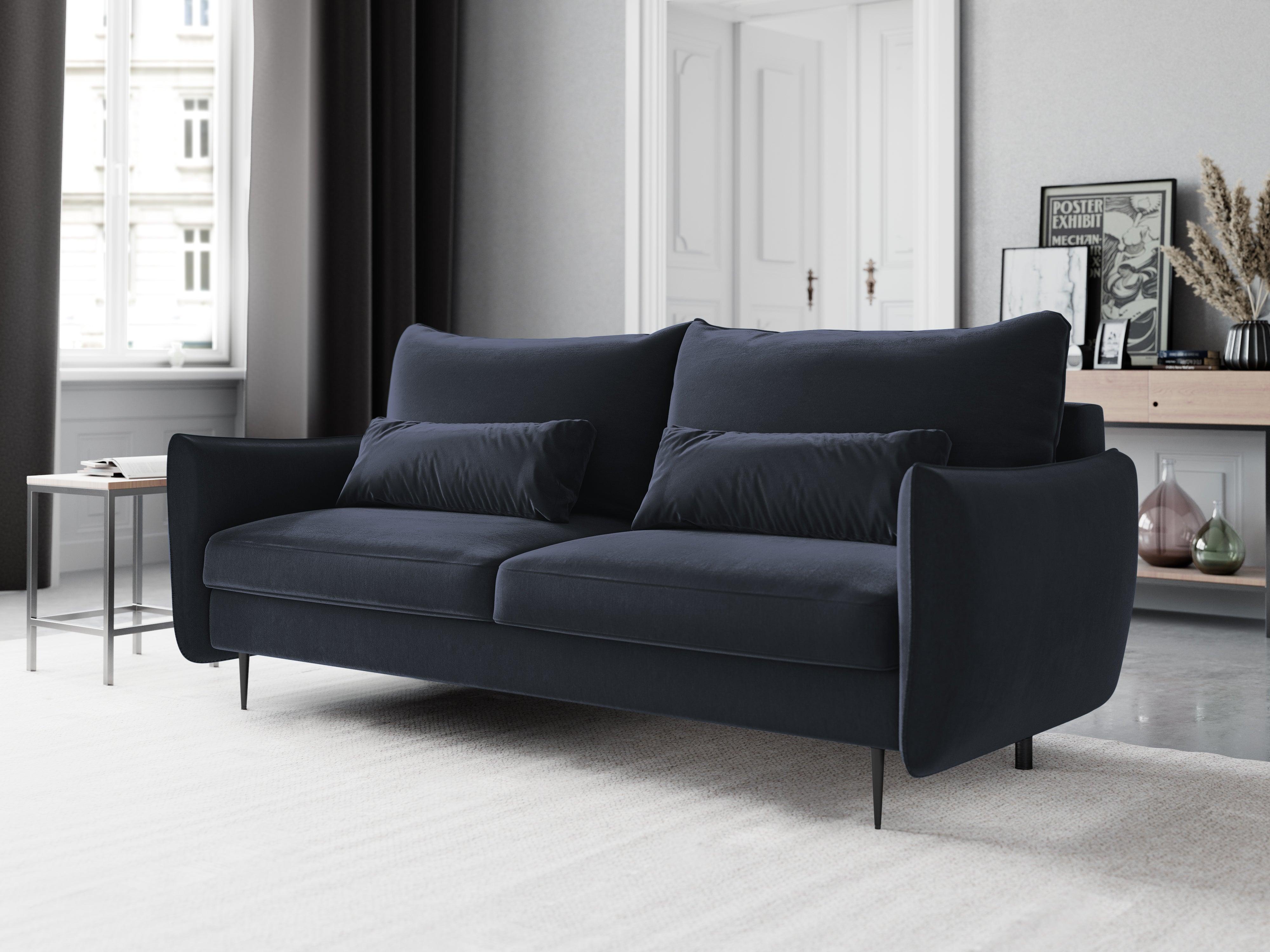 Sofa aksamitna z funkcją spania VERMONT granatowy Cosmopolitan Design    Eye on Design