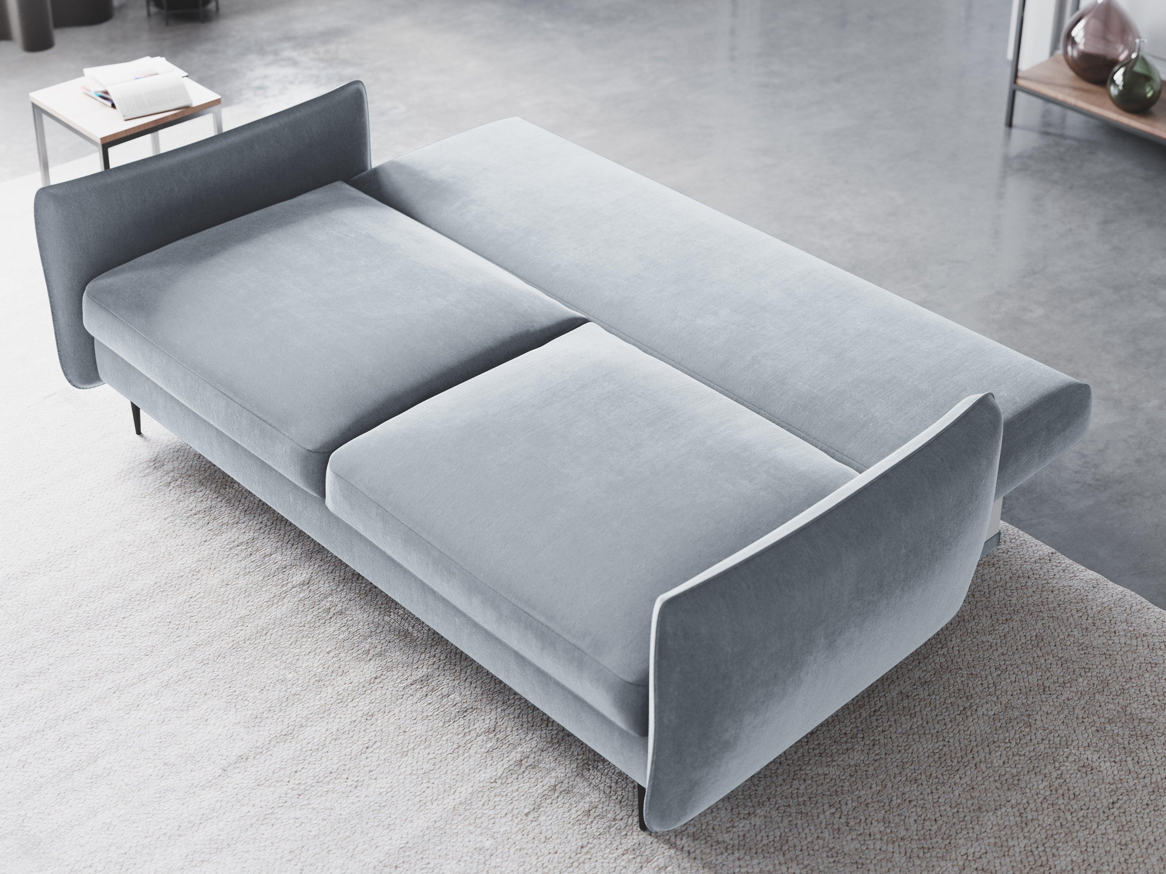 Sofa aksamitna z funkcją spania VERMONT jasnoniebieski Cosmopolitan Design    Eye on Design