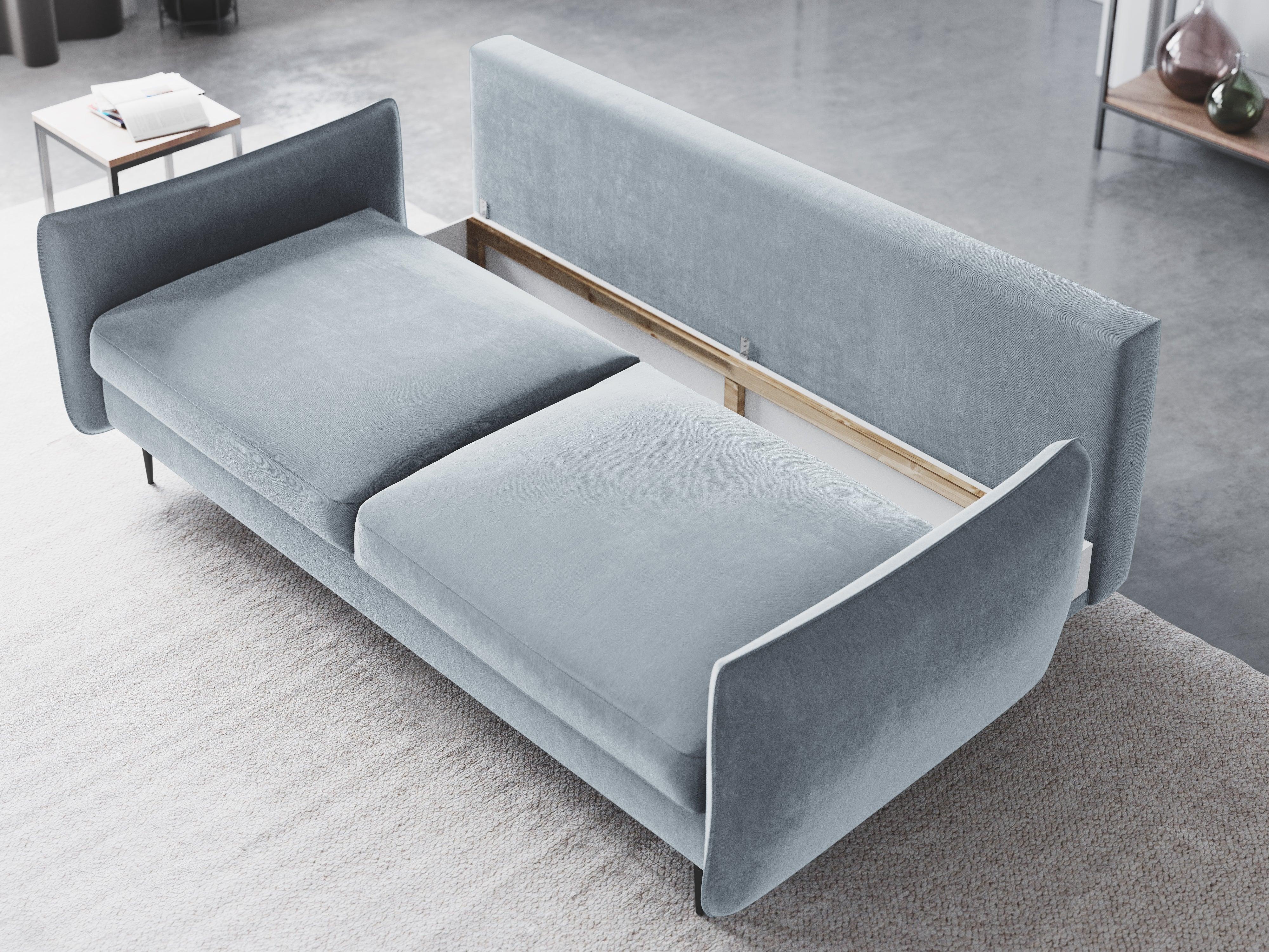 Sofa aksamitna z funkcją spania VERMONT jasnoniebieski Cosmopolitan Design    Eye on Design