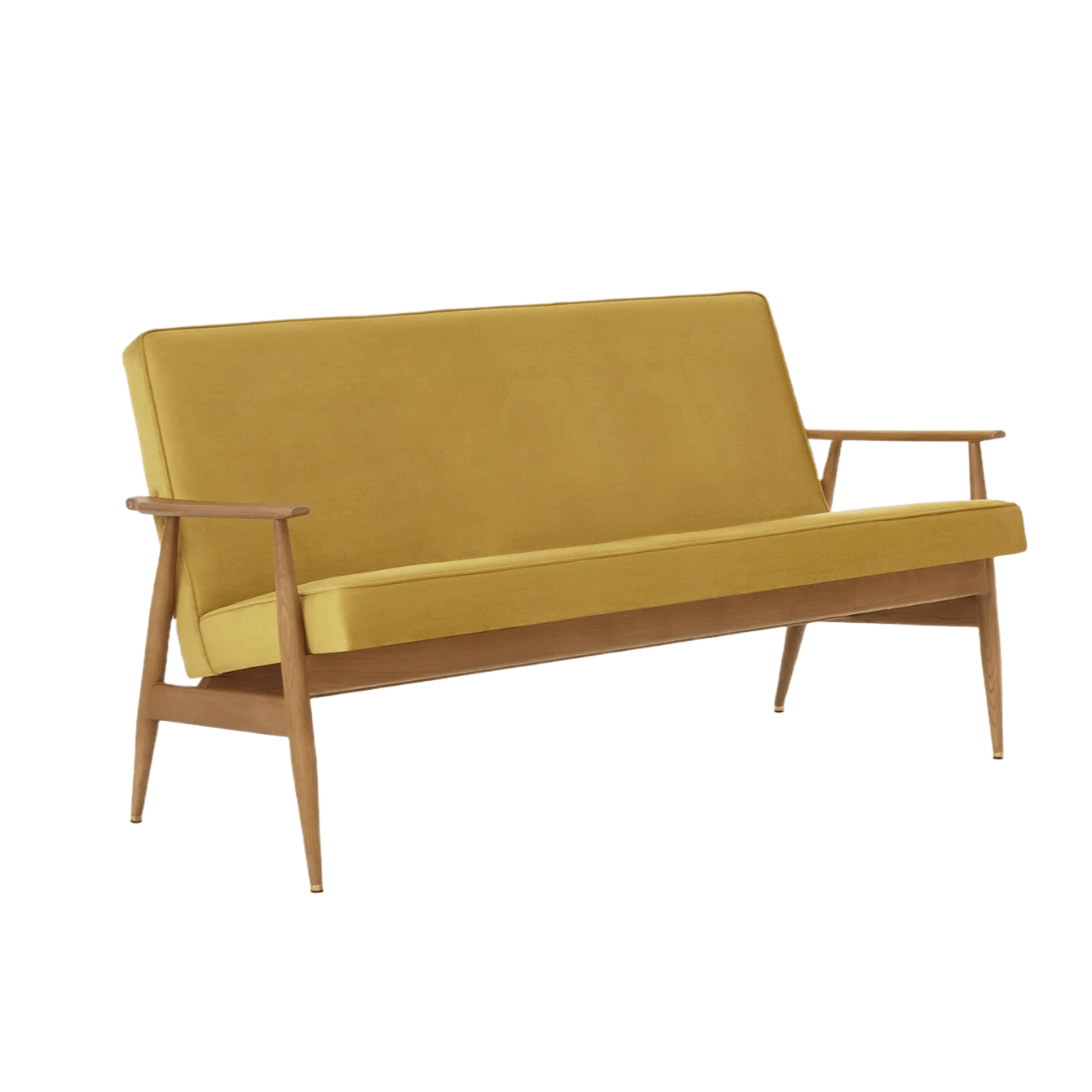 Sofa FOX żółty w tkaninie Shine Velvet Mustard 366 concept 155 cm Jesion-02  Eye on Design