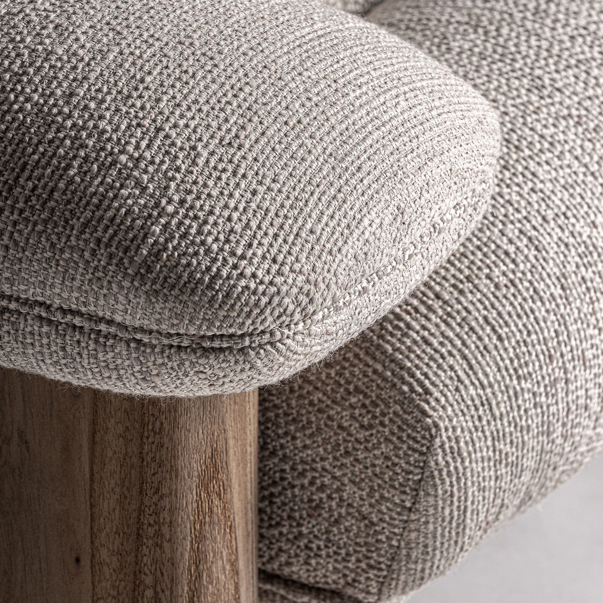 Jacquard Beige Sofa with Cushions and Wooden Base
