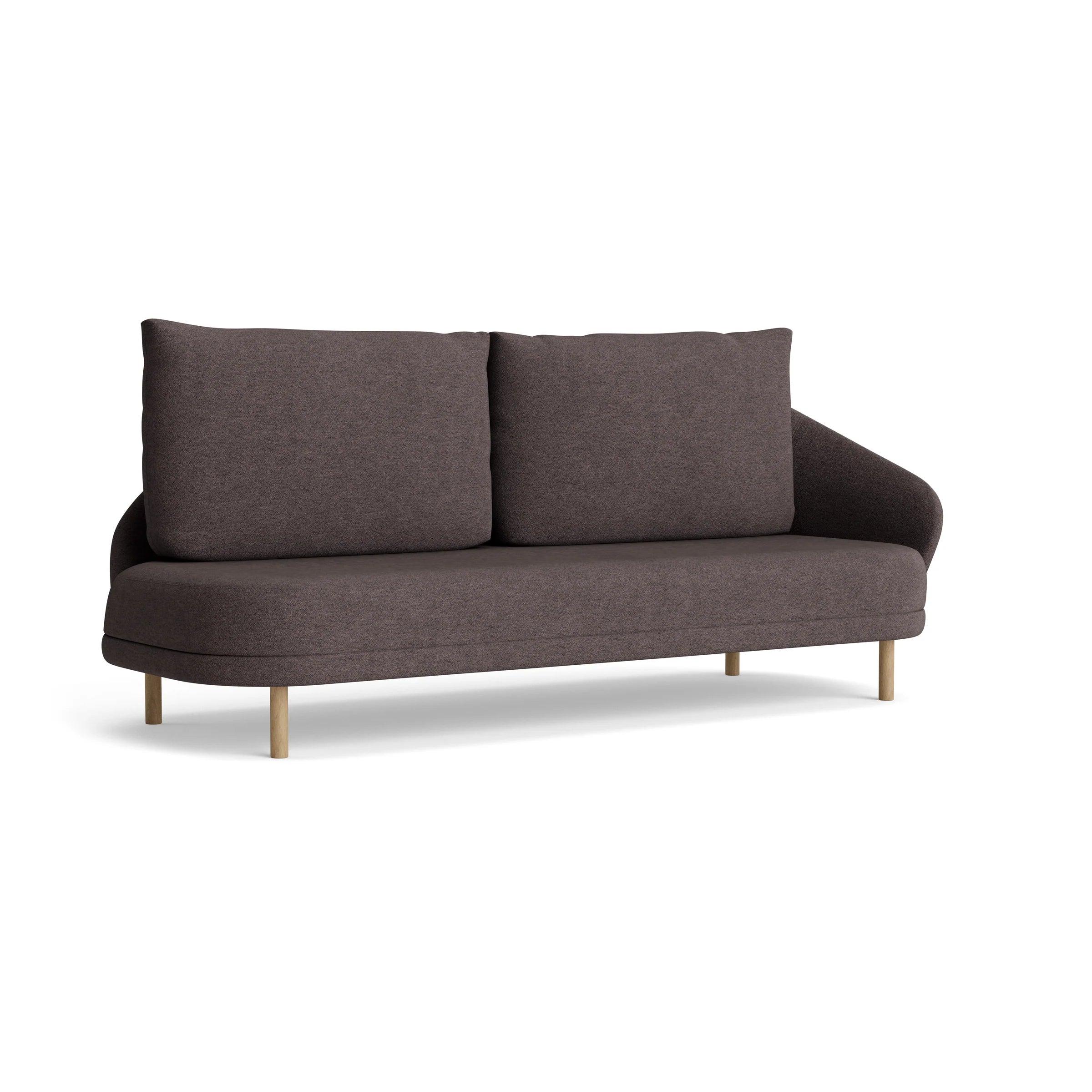 Sofa lewostronna NEW WAVE dębowy NORR11 naturalny dębowy tkanina boucle brązowy  Eye on Design