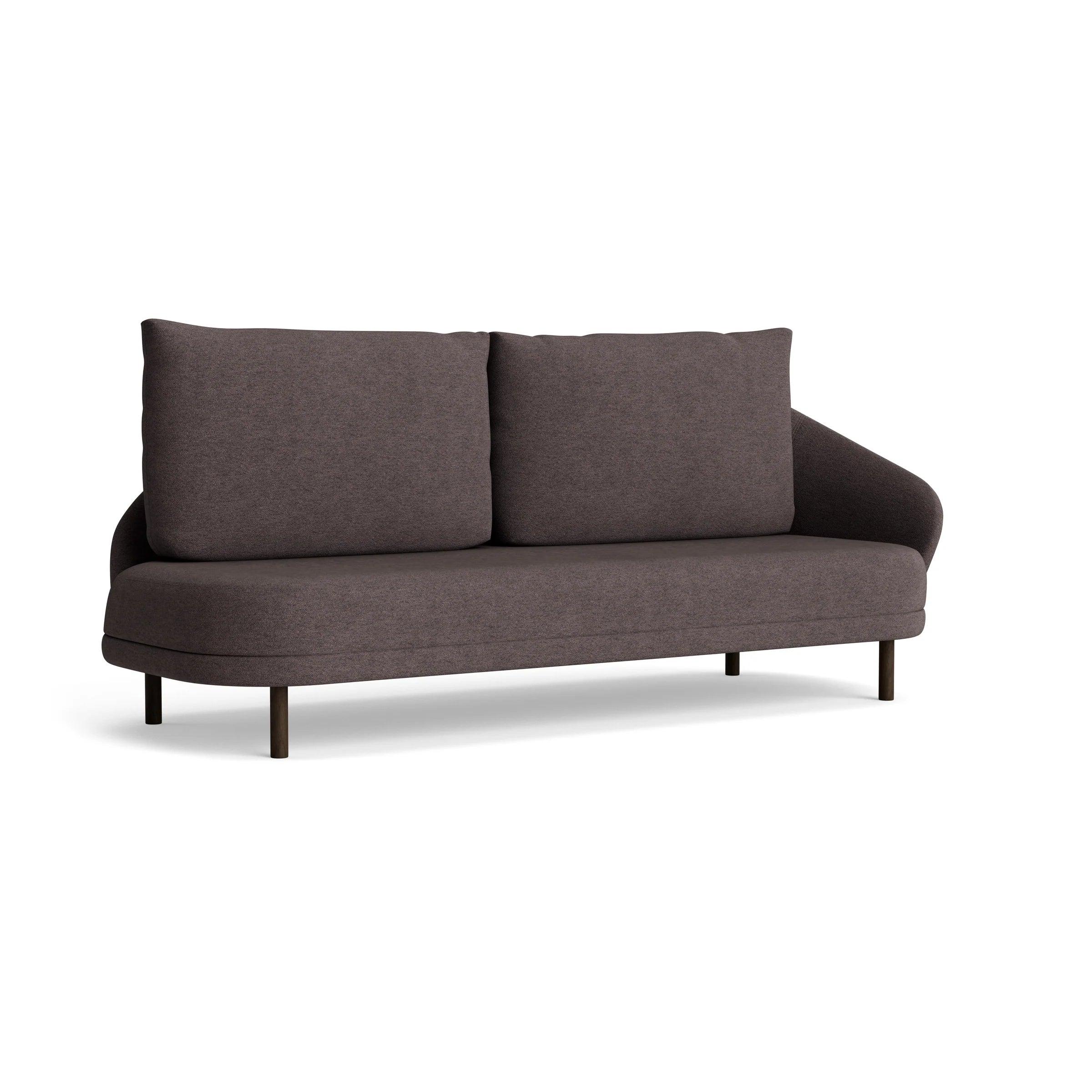 Sofa lewostronna NEW WAVE dębowy NORR11 ciemny dębowy tkanina boucle brązowy  Eye on Design