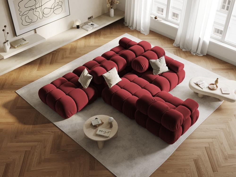 Sofa modułowa aksamitna lewostronna 4-osobowa TROPEA rubinowy Milo Casa    Eye on Design