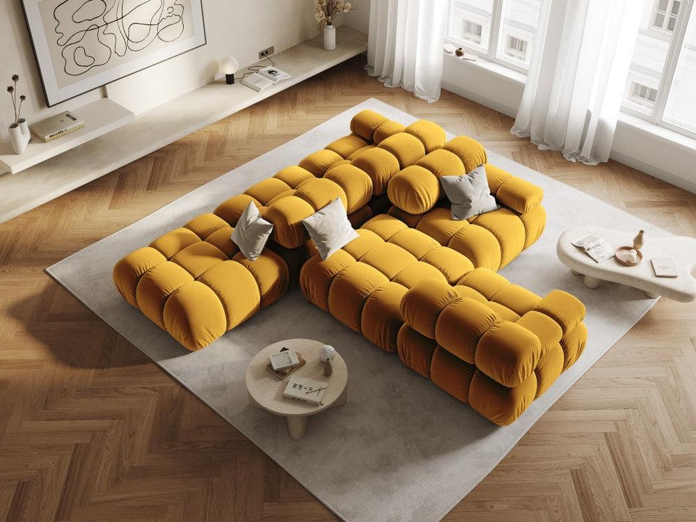 Sofa modułowa aksamitna prawostronna 4-osobowa TROPEA musztardowy Milo Casa    Eye on Design